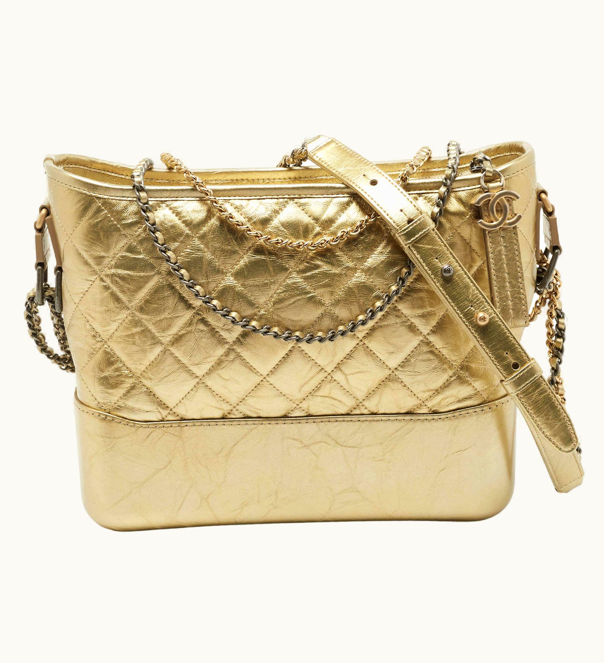 Chanel Chanel Metallic Gold Quilted Leather Large Gabrielle Hobo UZ0594304