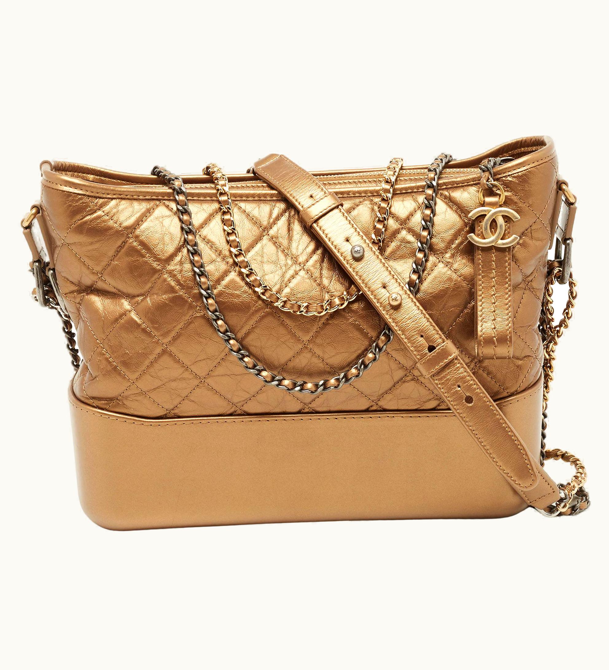 Chanel Chanel Metallic Gold Quilted Leather Large Gabrielle Hobo UZ0594305