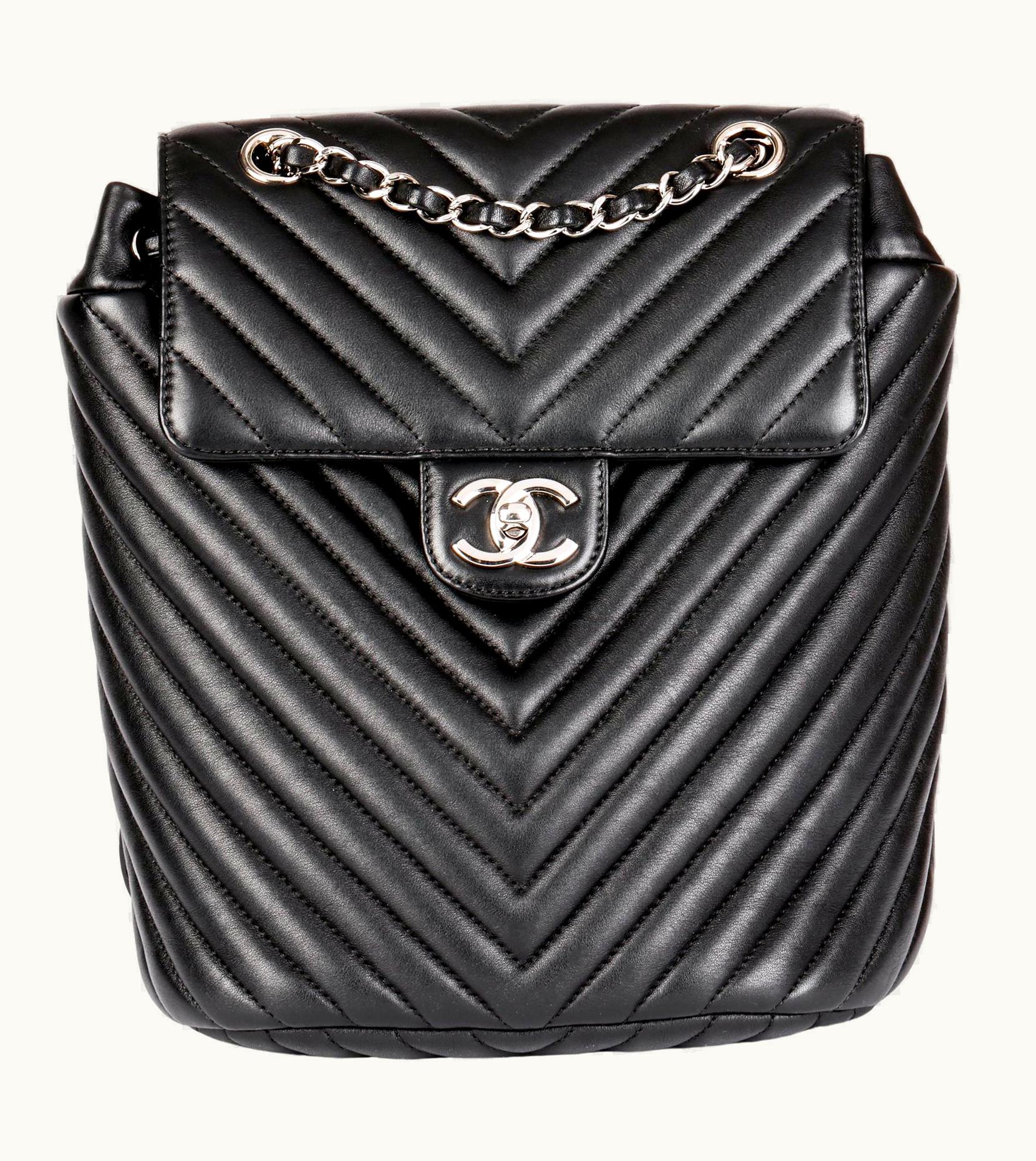 Chanel Chanel Black Chevron Quilted Lambskin Small Urban Spirit Backpack
