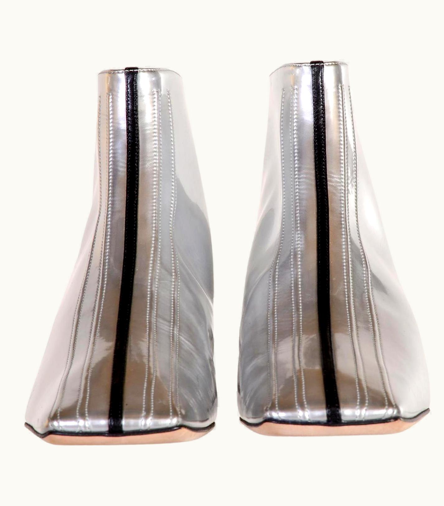 Chanel Chanel Silver Leather Ankle Boots 41 Spring 2012 12p