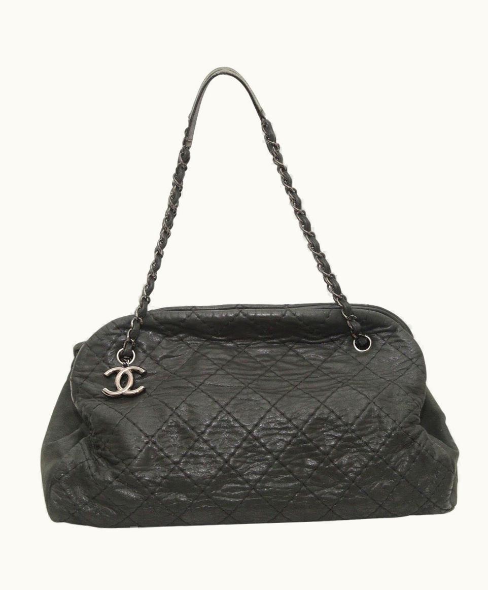 Chanel Chanel Quilted Just Mademoiselle Bowling Bag Black Iridescent Chain Shoulder