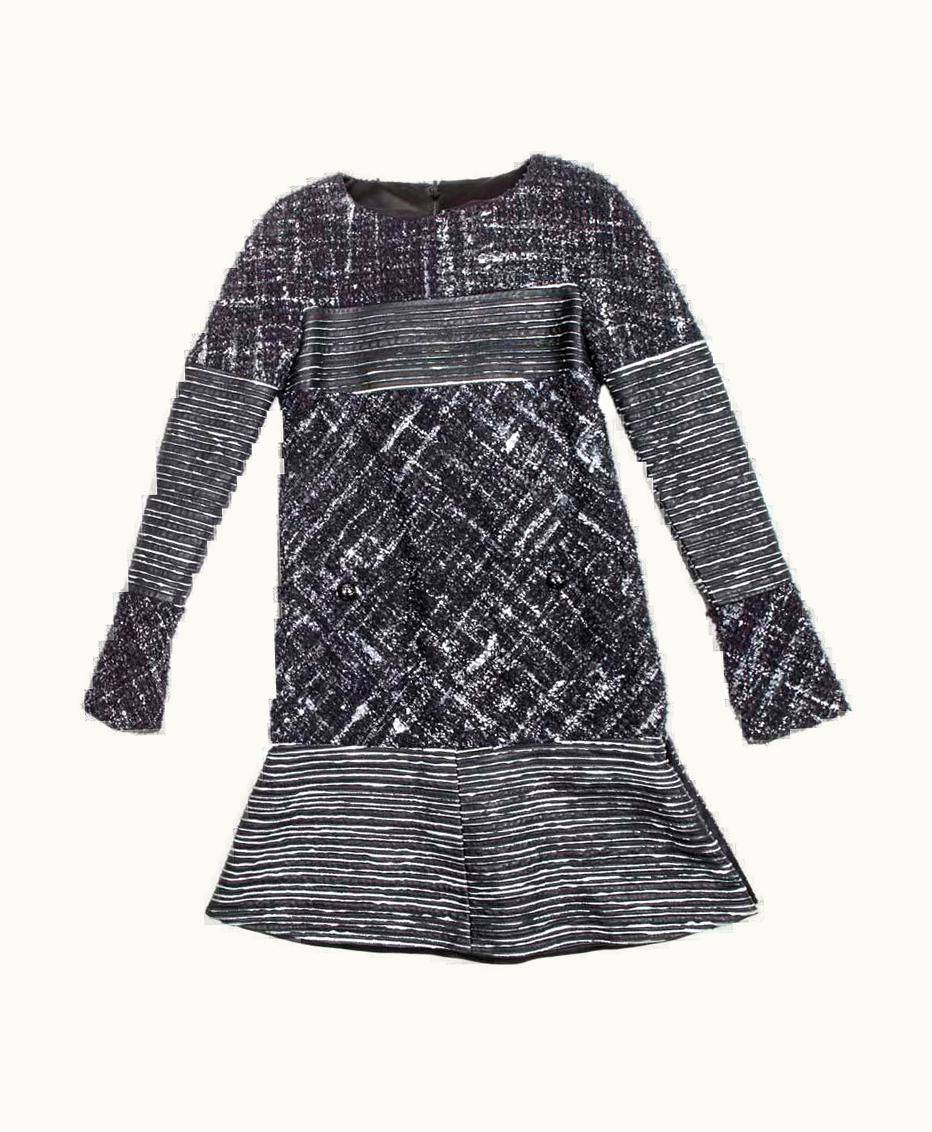 Chanel Chanel Dress In Black Tweed And Leather fr