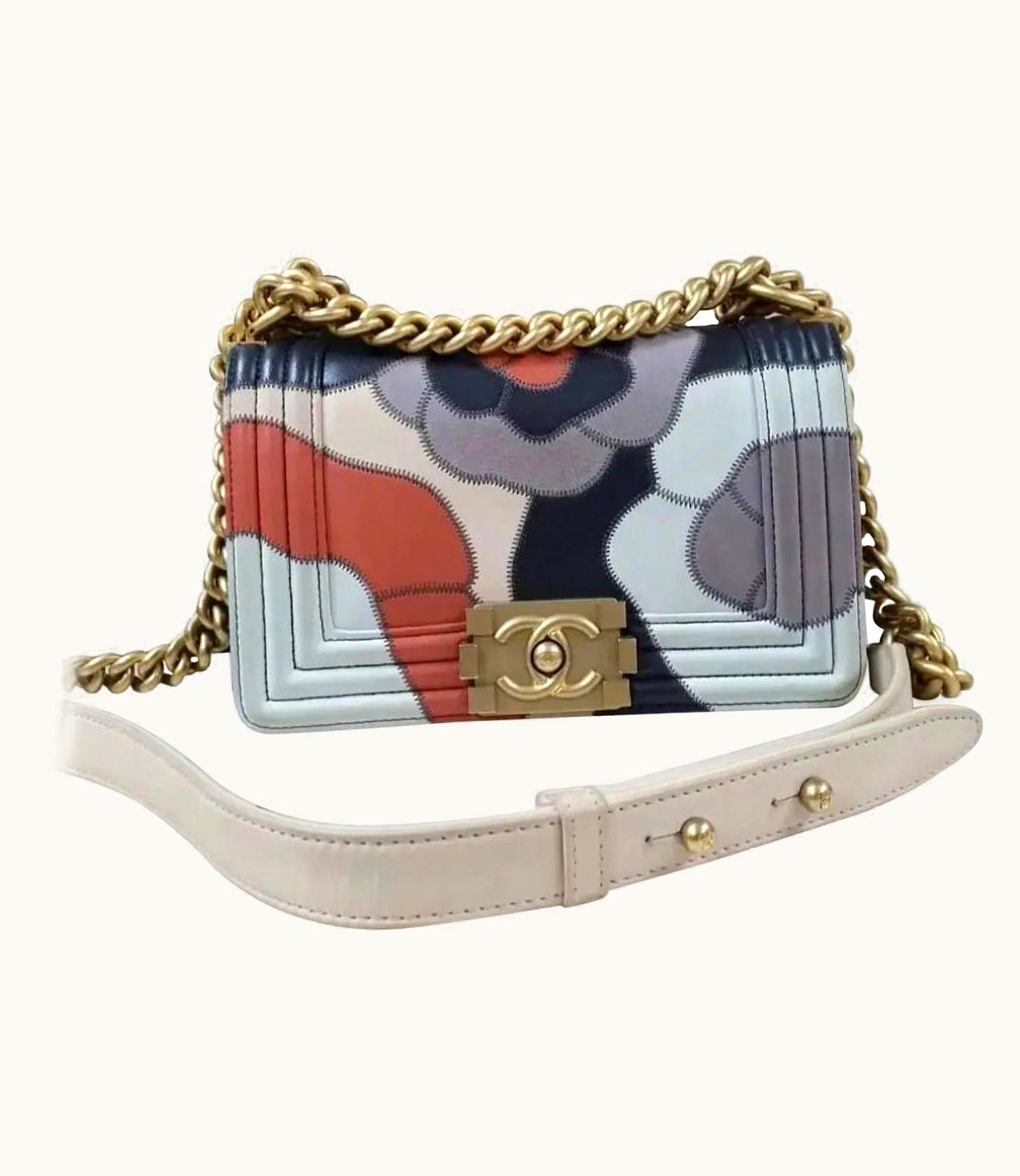 Chanel Chanel Multicolor Lambskin Leather Limited Edition Patchwork Camelia Boy Bag
