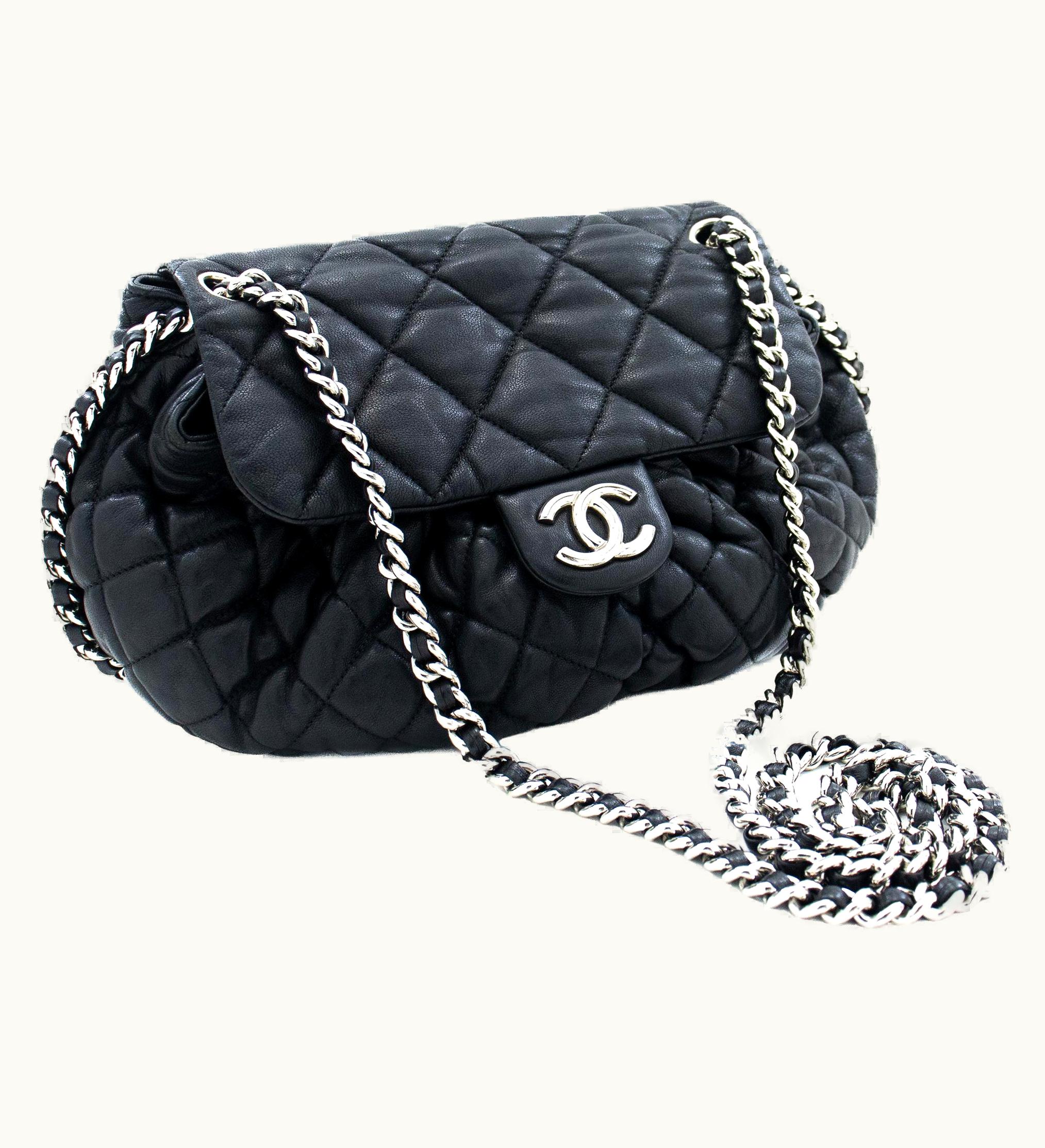 Chanel Chanel Chain Around Shoulder Crossbody Bag Black Calfskin Leather