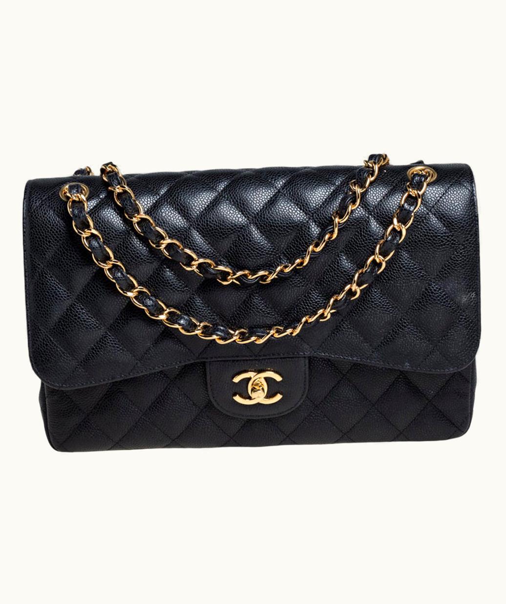 Chanel Chanel Black Quilted Caviar Leather Jumbo Classic Double Flap Bag UZ0594342