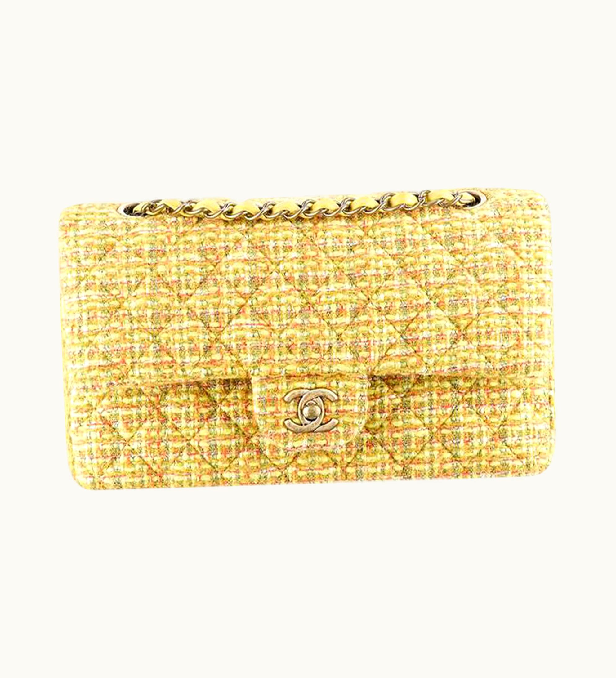 Chanel Chanel Classic Flap 2.55 Reissue Fall 2014 Yellow Tweed Shoulder Bag UZ0594353