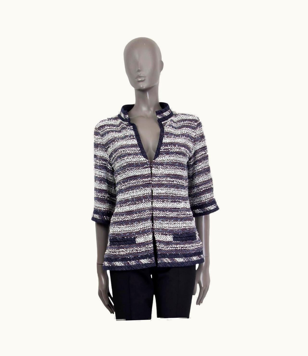 Chanel Chanel Purple & White Cotton 2013 Tweed Jacket