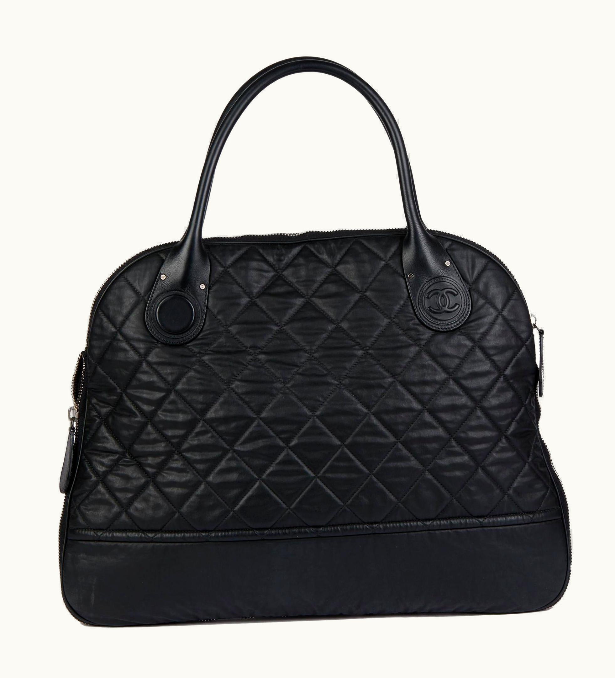 Chanel Chanel Black Quilted Nylon & Calfskin Leather Cocoon Dome Tote