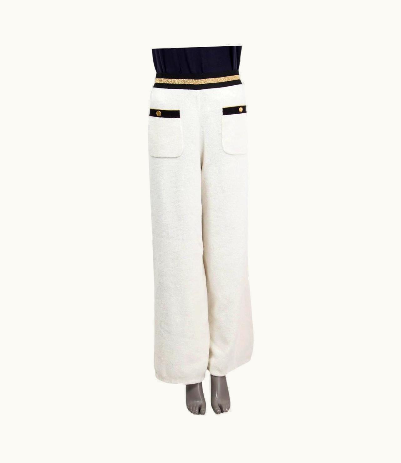 Chanel Chanel White 2019 19c La Pausa Terrycloth Wide Leg Pants