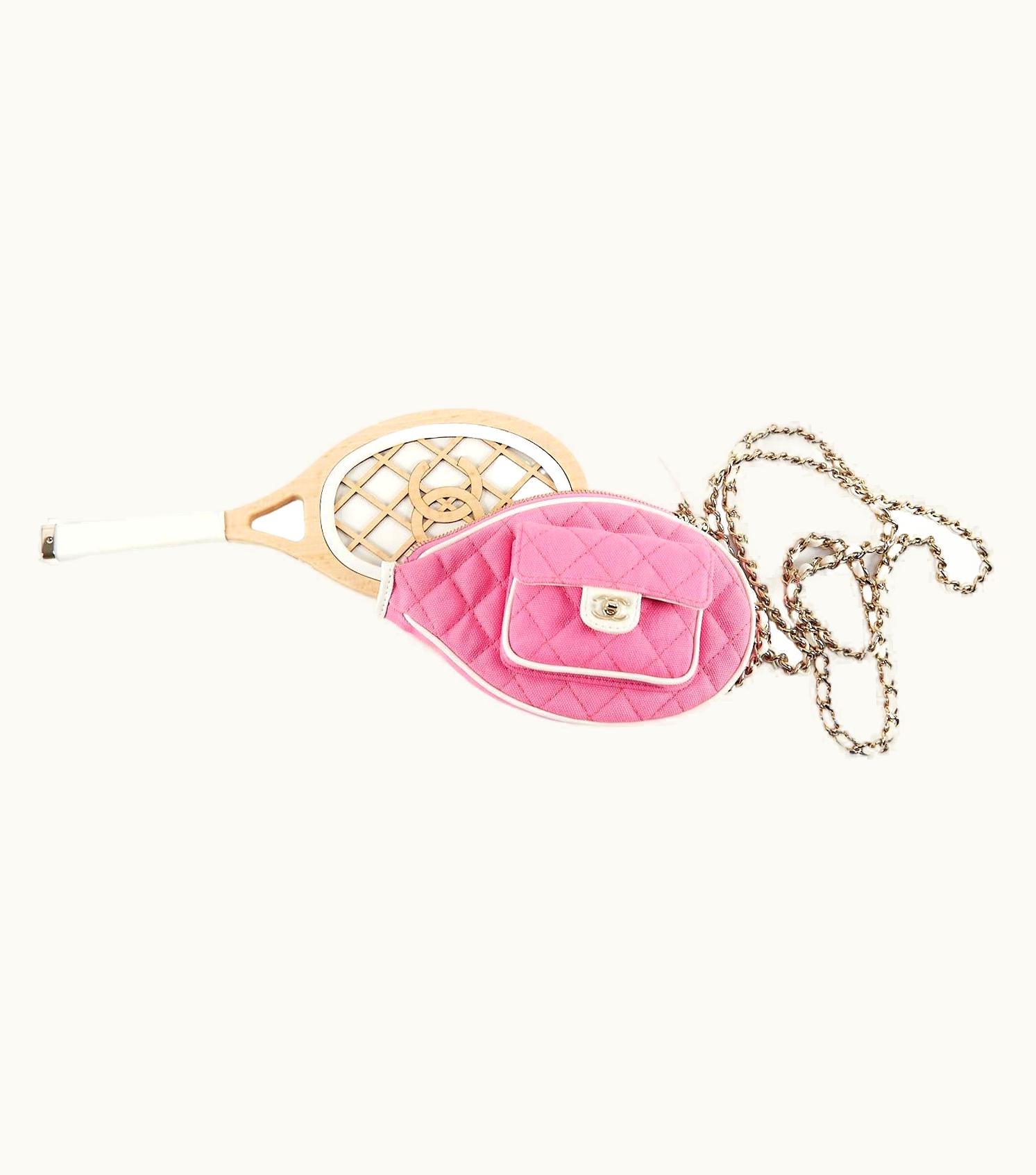Chanel Chanel Cruise 2023 Mini-raquet Mirror Clutch Pink Gold-Tone Hardware