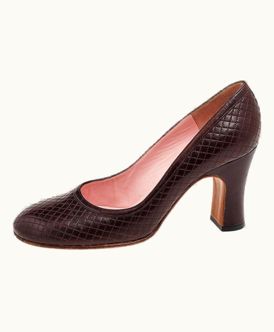 Chanel Chanel Brown Quilted Leather Block Heel Pumps