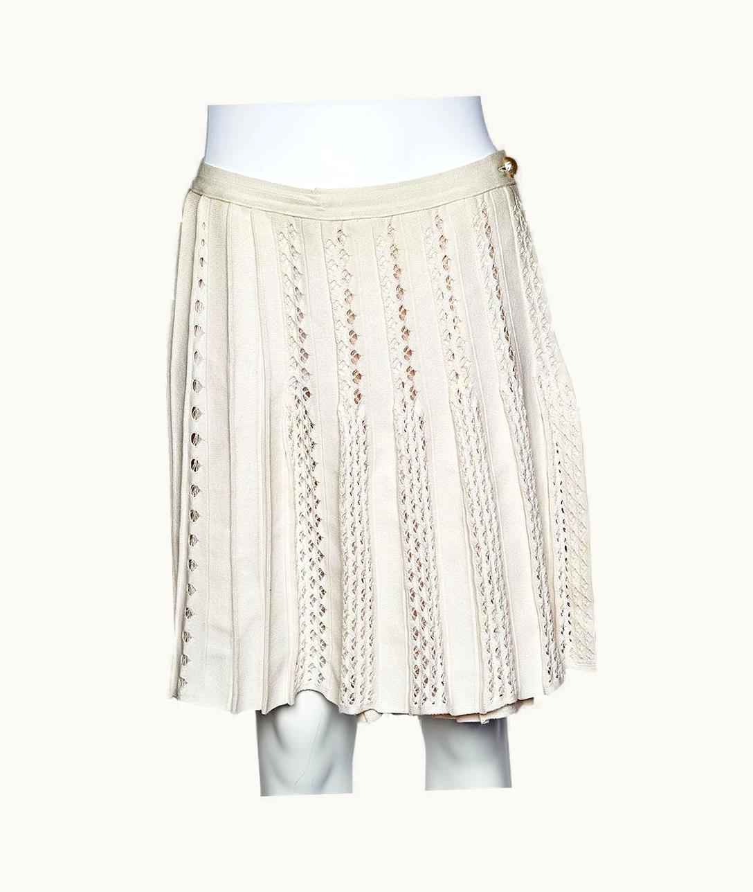 Chanel Chanel Light Pink Perforated Knit Faux Wrap Skirt UZ0594390