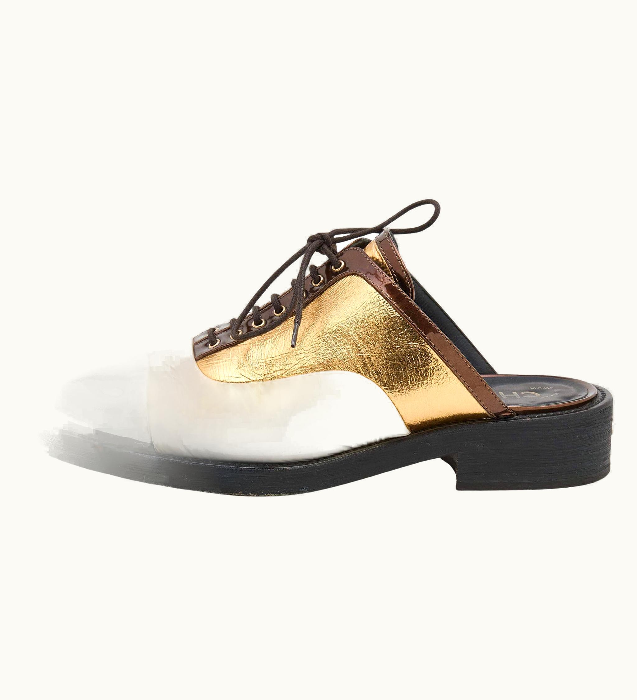 Chanel Chanel Multicolor Patent And Leather Cc Flat Mules