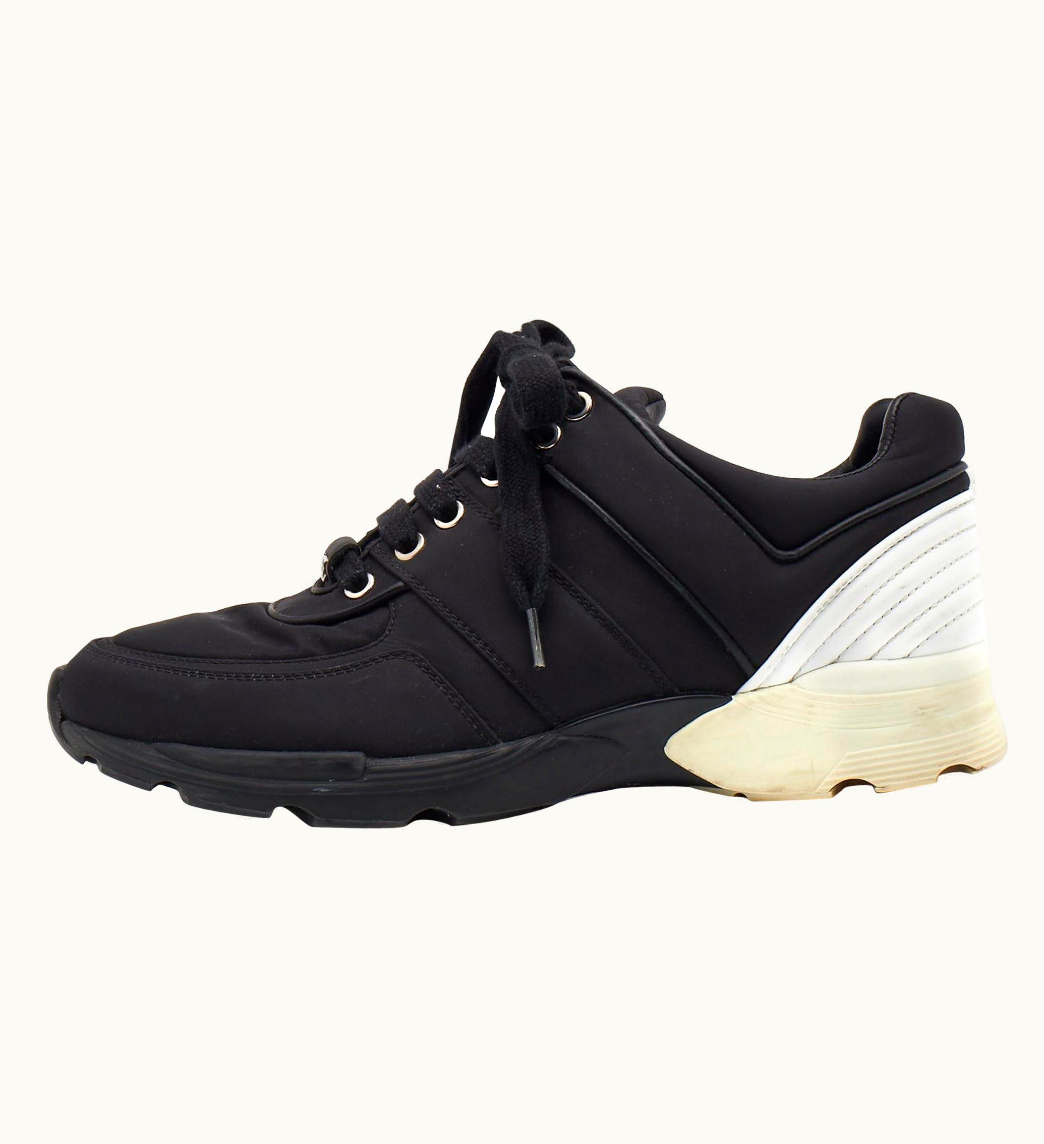 Chanel Chanel Black Nylon Cc Low Top Sneakers