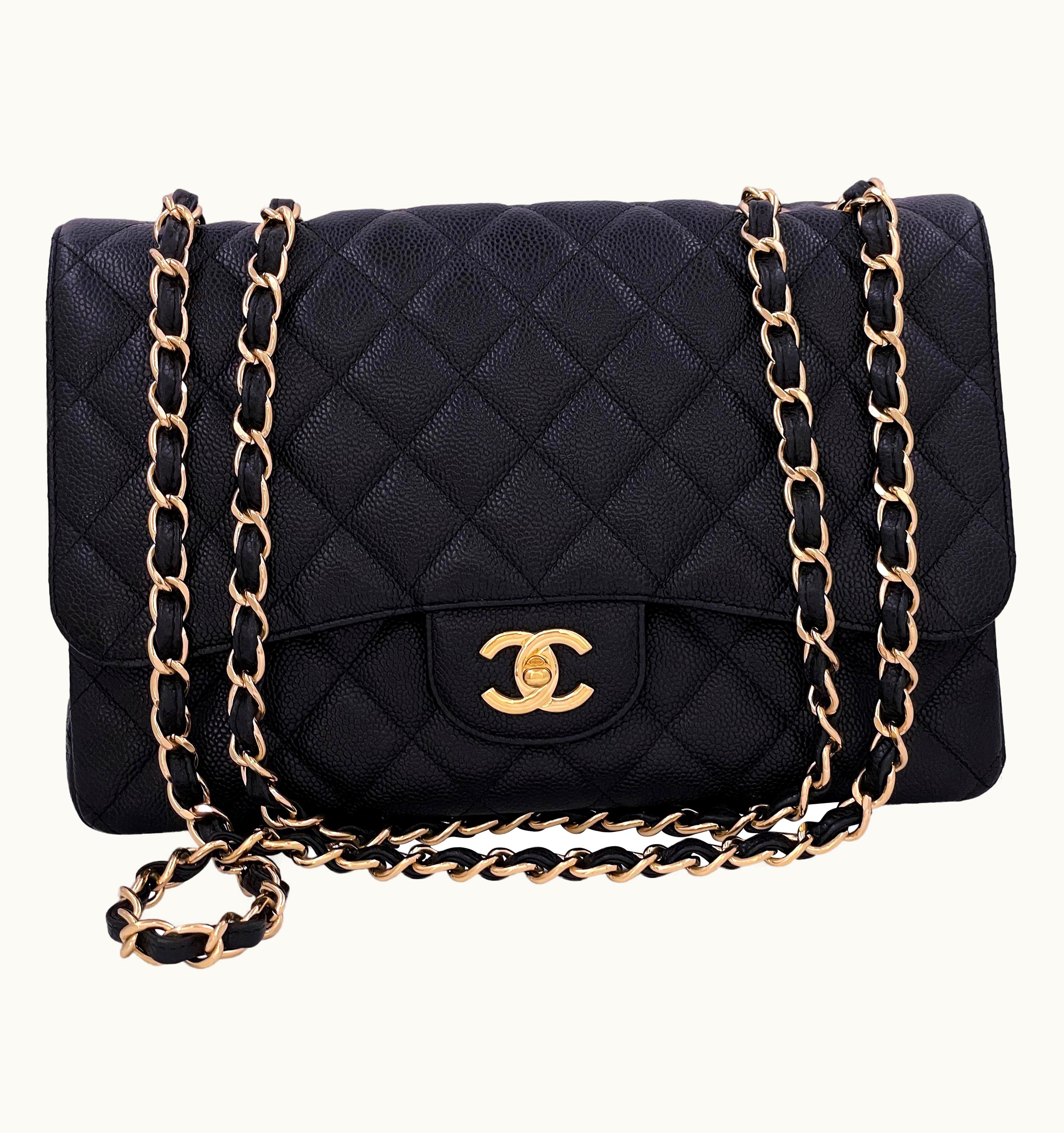 Chanel Chanel Black Caviar Jumbo Classic Flap Bag Single Ghw