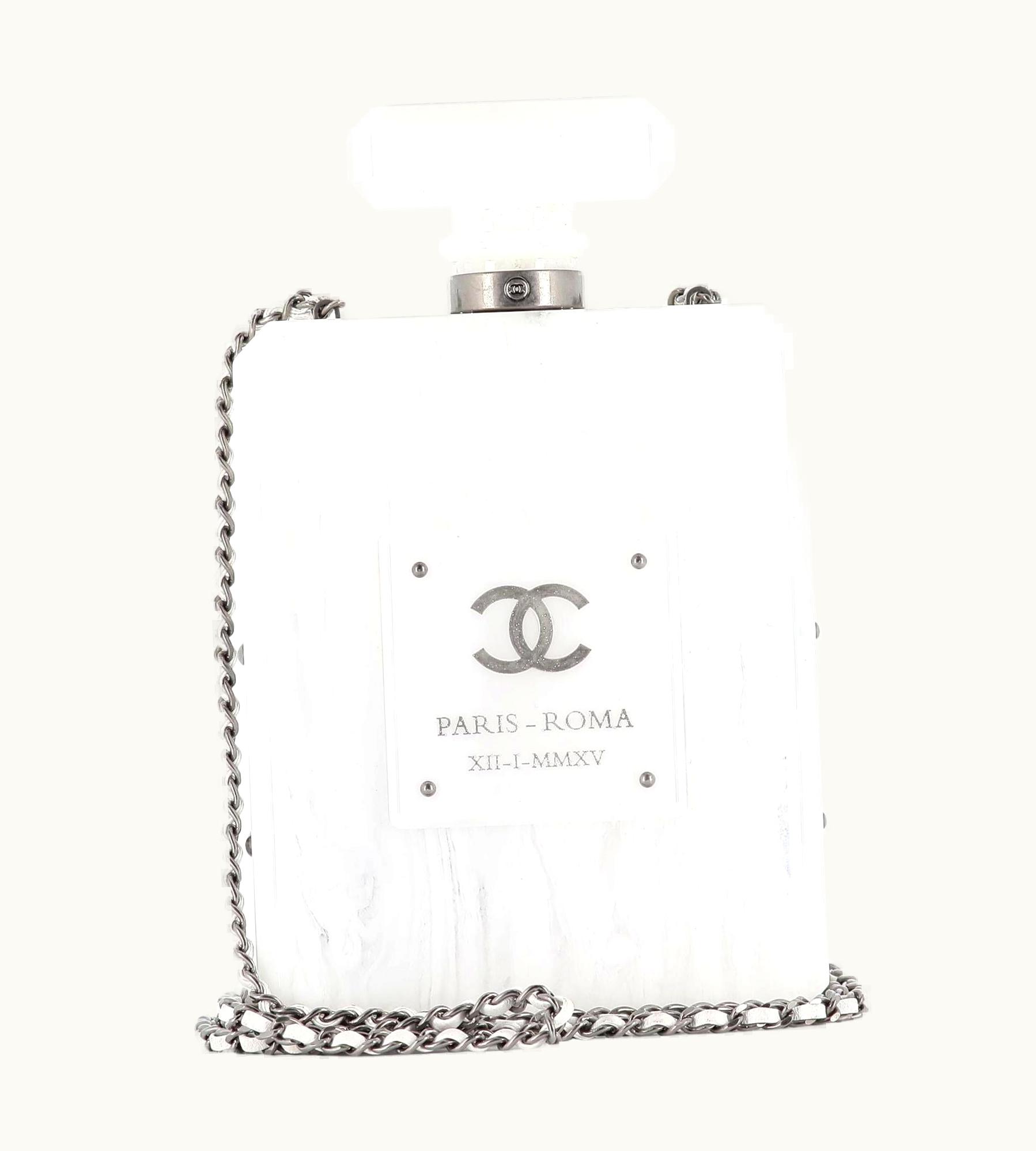 Chanel 2016 Chanel N5 Paris Rome Inspired Marble Lucite Bottle Clutch
