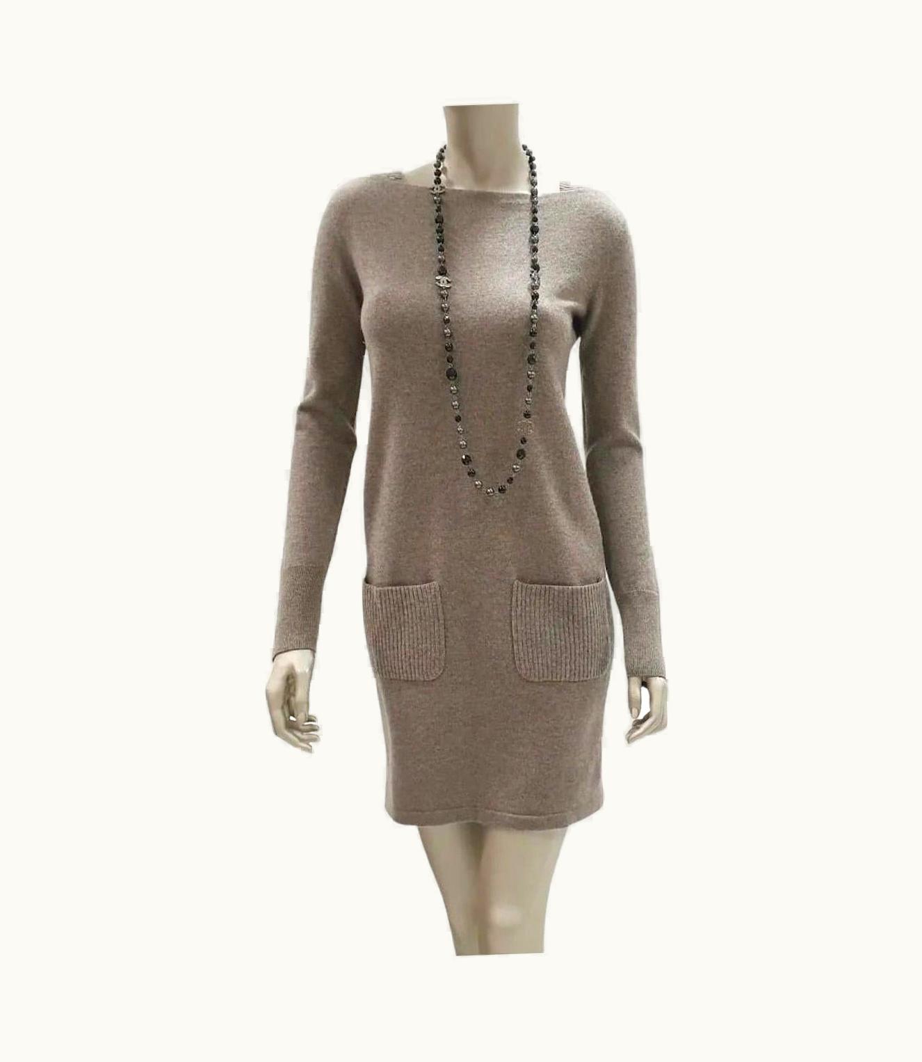 Chanel Chanel Wool Cashmere Lurex Knit Cc Logo Buttons Sweater Dress