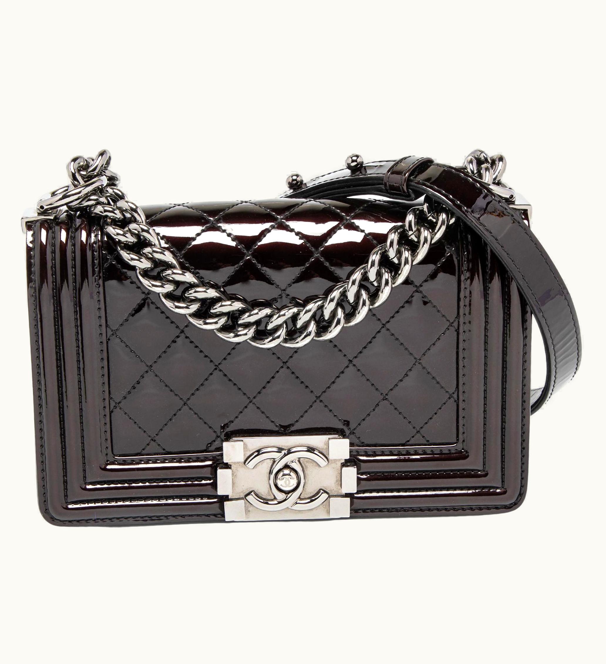 Chanel Chanel Plum Quilted Patent Leather Small Boy Flap Bag