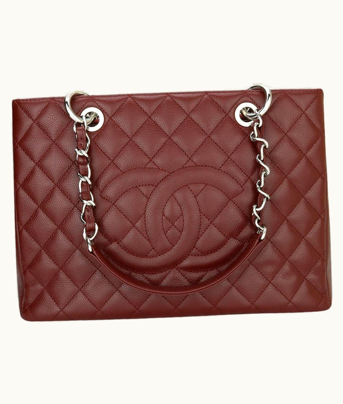 Chanel Chanel Grand Shopping Tote (gst) Bag Burgundy Caviar With Silver Hardware 2014
