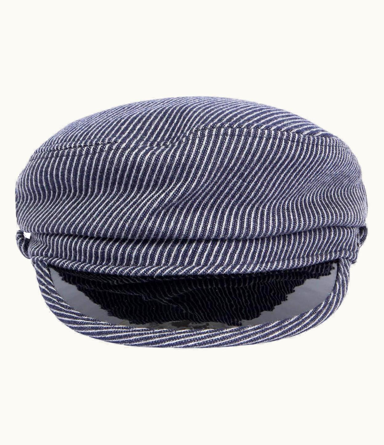 Chanel Chanel Blue & White Cotton 2018 Hamburg Striped Sailor Hat