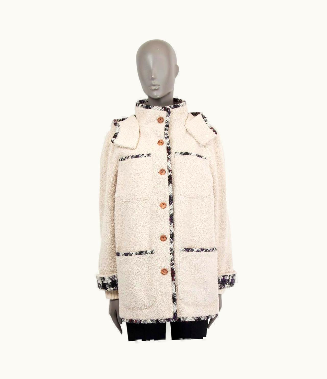 Chanel Chanel Off-white 2019 Coco Neige Shearling Duffle Coat Jacket