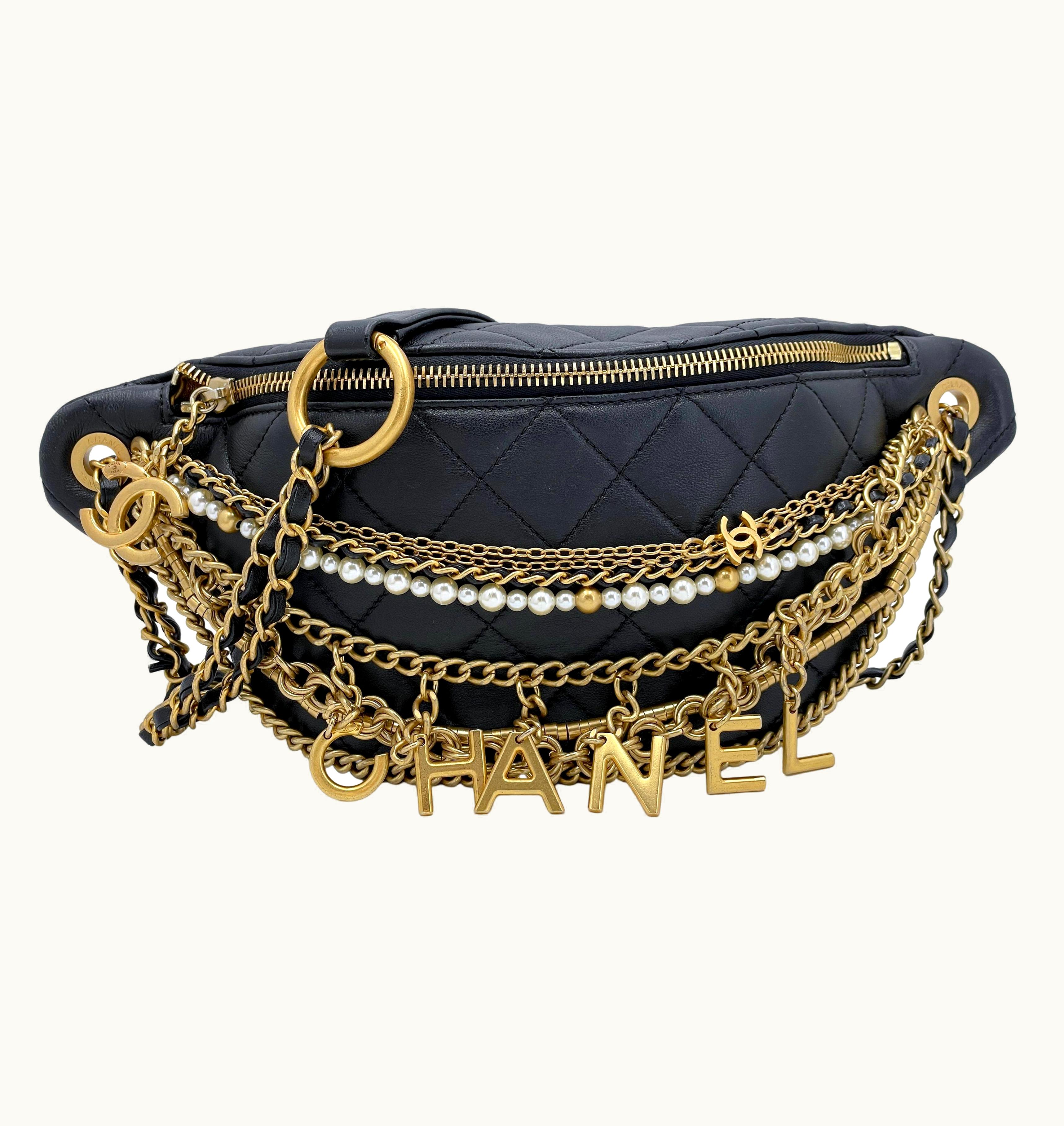 Chanel Chanel 19a Black All About Chains Fanny Pack Belt Bag