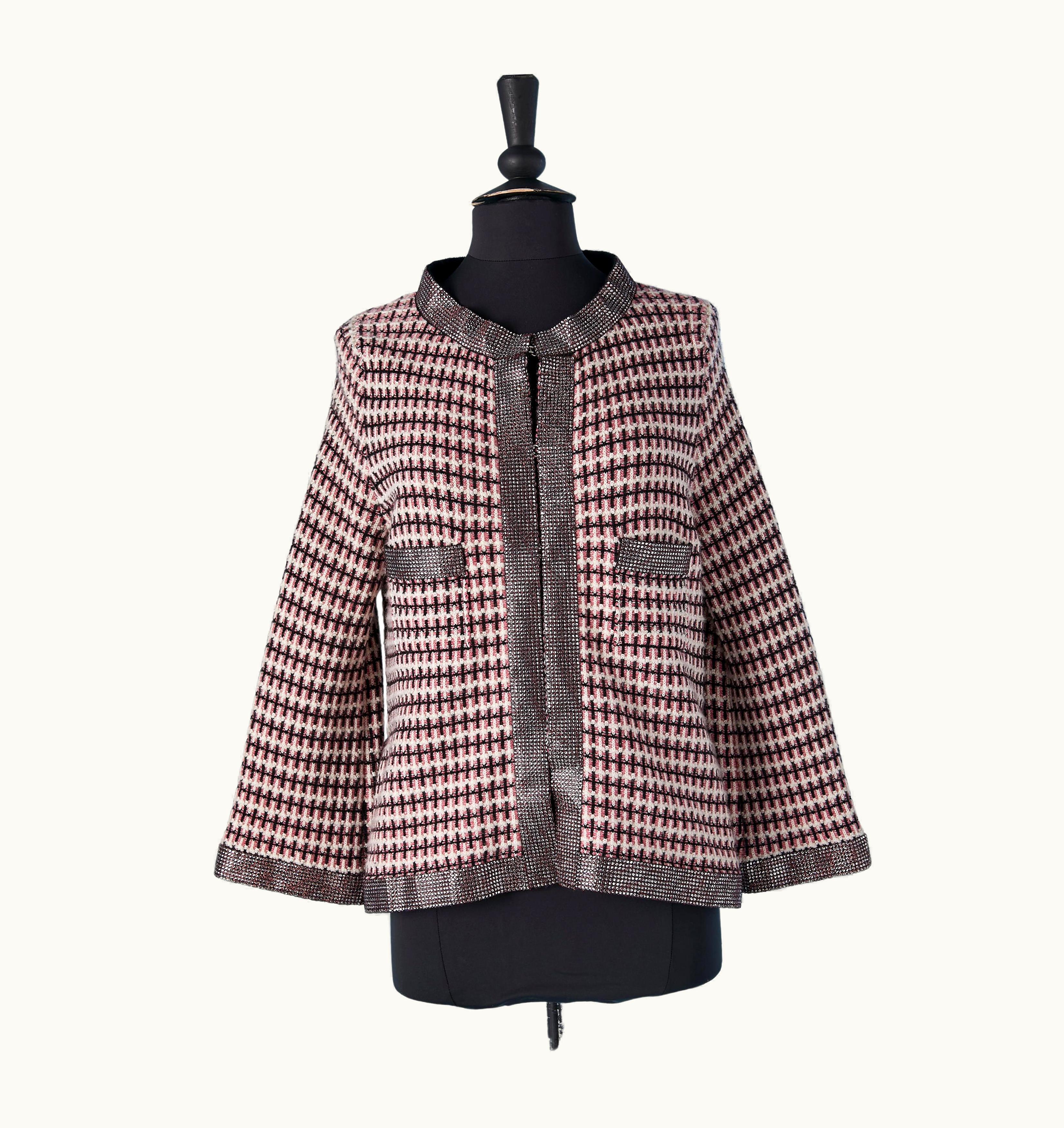 Chanel Evening Cashmere Jacquard Knit Cardigan With Rhinestone Edge Chanel