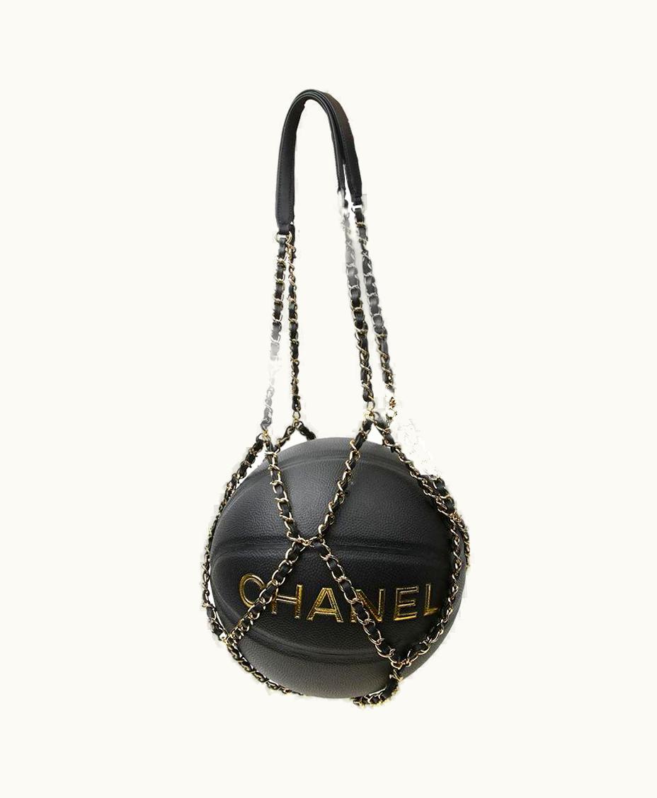 Chanel Chanel Black BasketBall With Its Chain In Leather And Metal