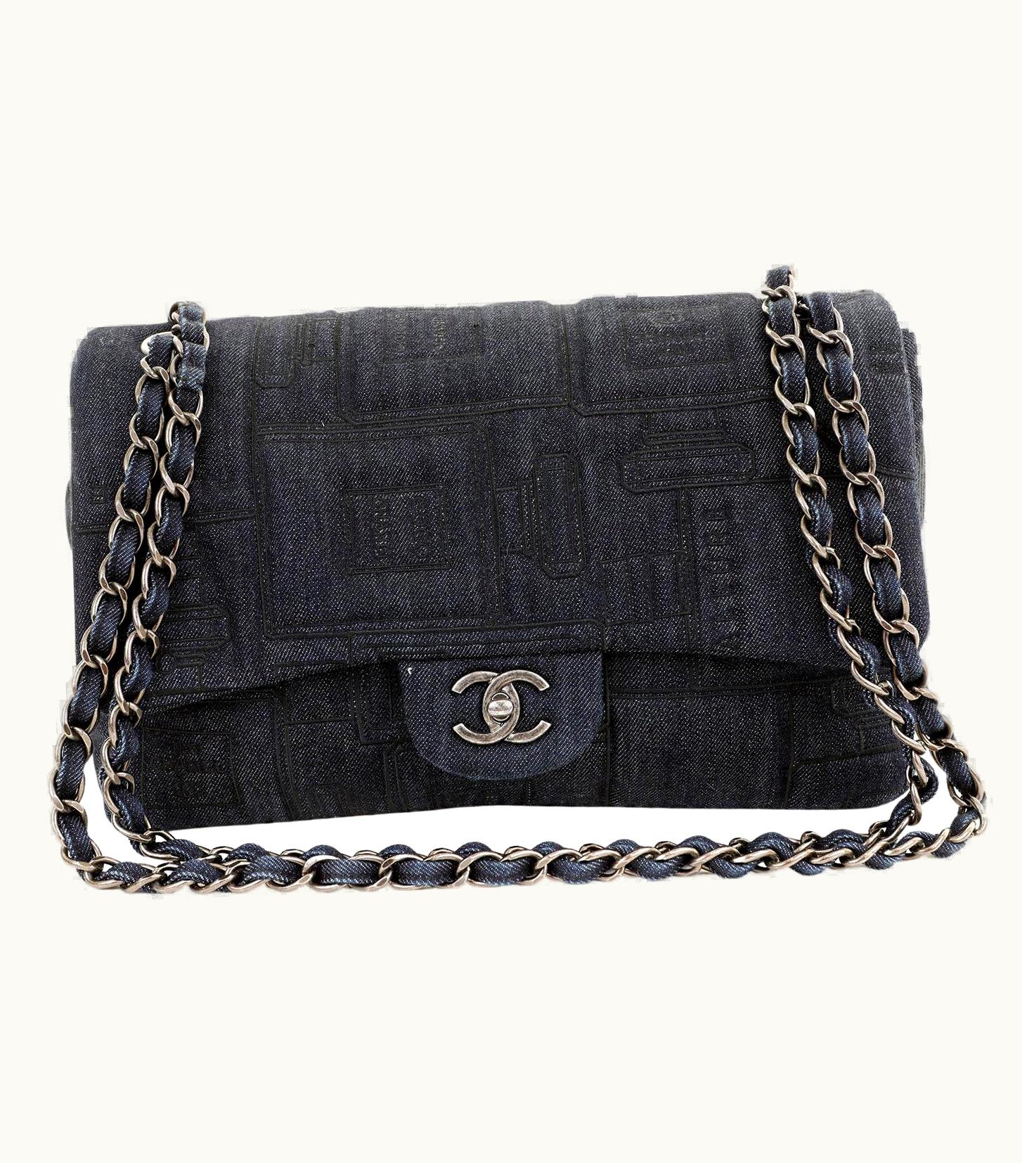 Chanel Chanel Denim Perfume Bottle Embroidered Jumbo Classic Flap Special Edition