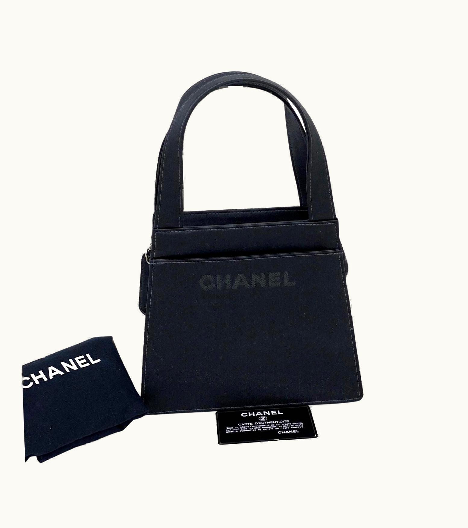 Chanel Chanel Satin Vintage Black Mini Handle Tote Bag Purse Handbag