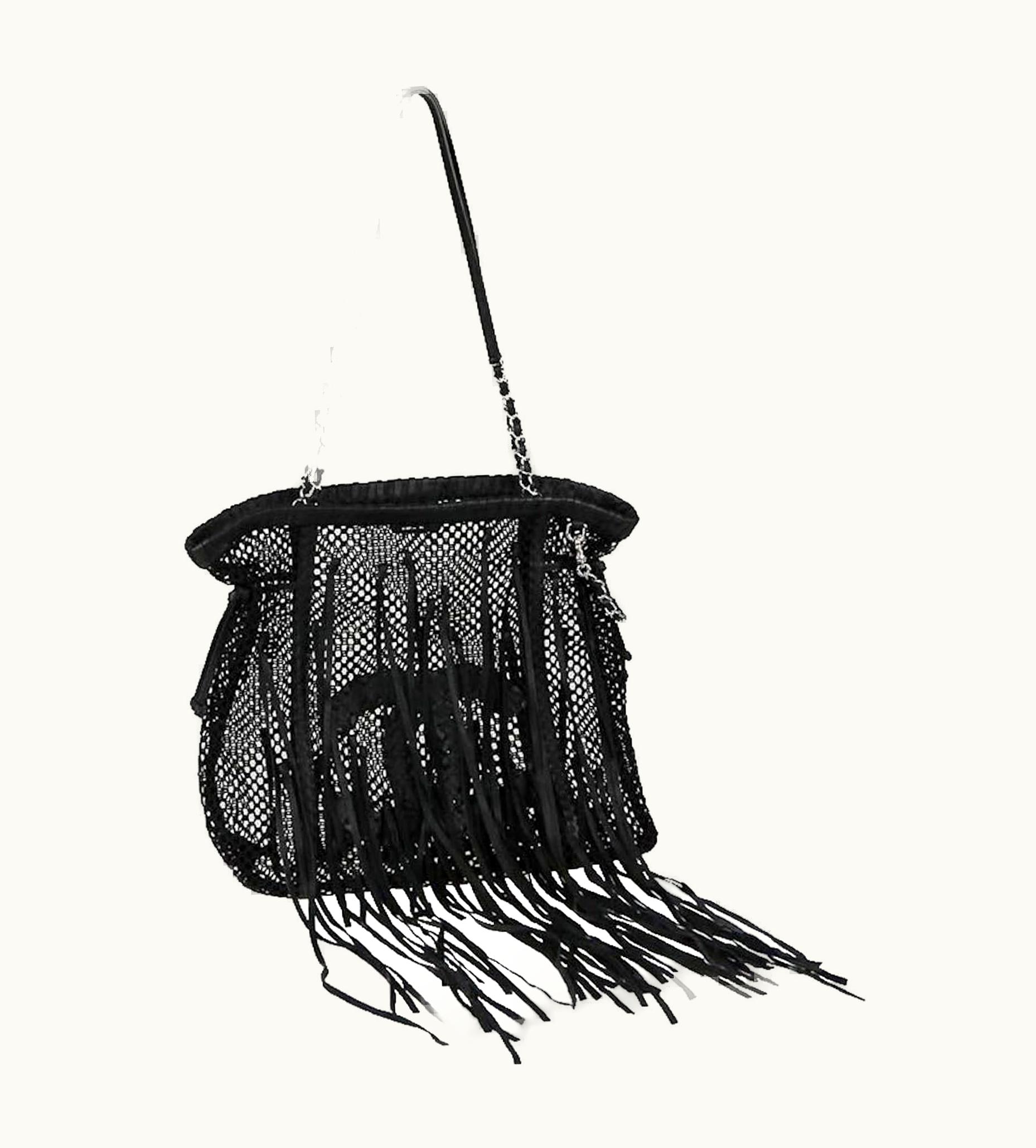 Chanel Chanel Limited Edition Resort Fringe Mesh Black Leather Large Tote Rare Soldout UZ0594459