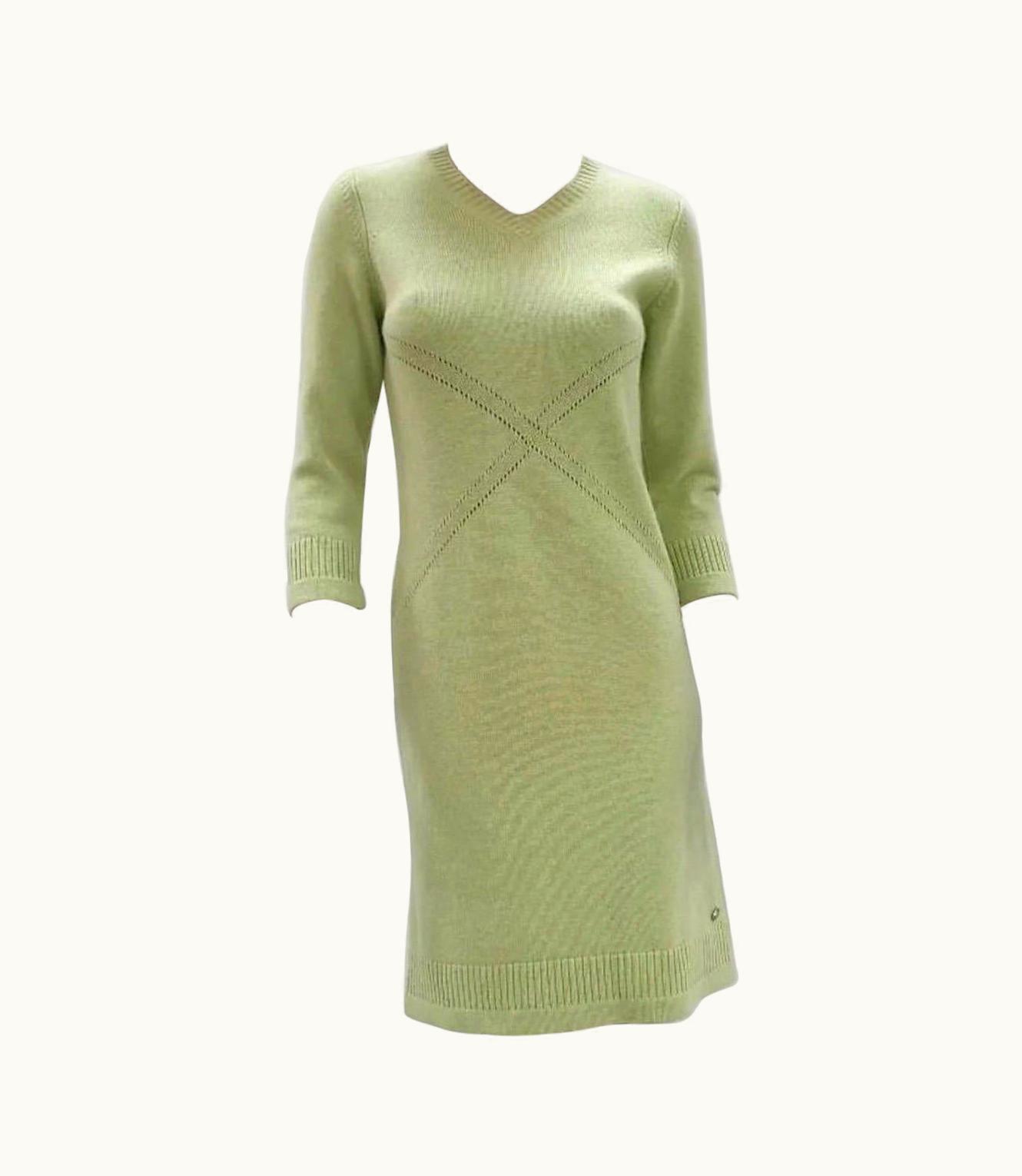 Chanel Chanel Light Green Cashmere Viscose Mini Short Casual Dress