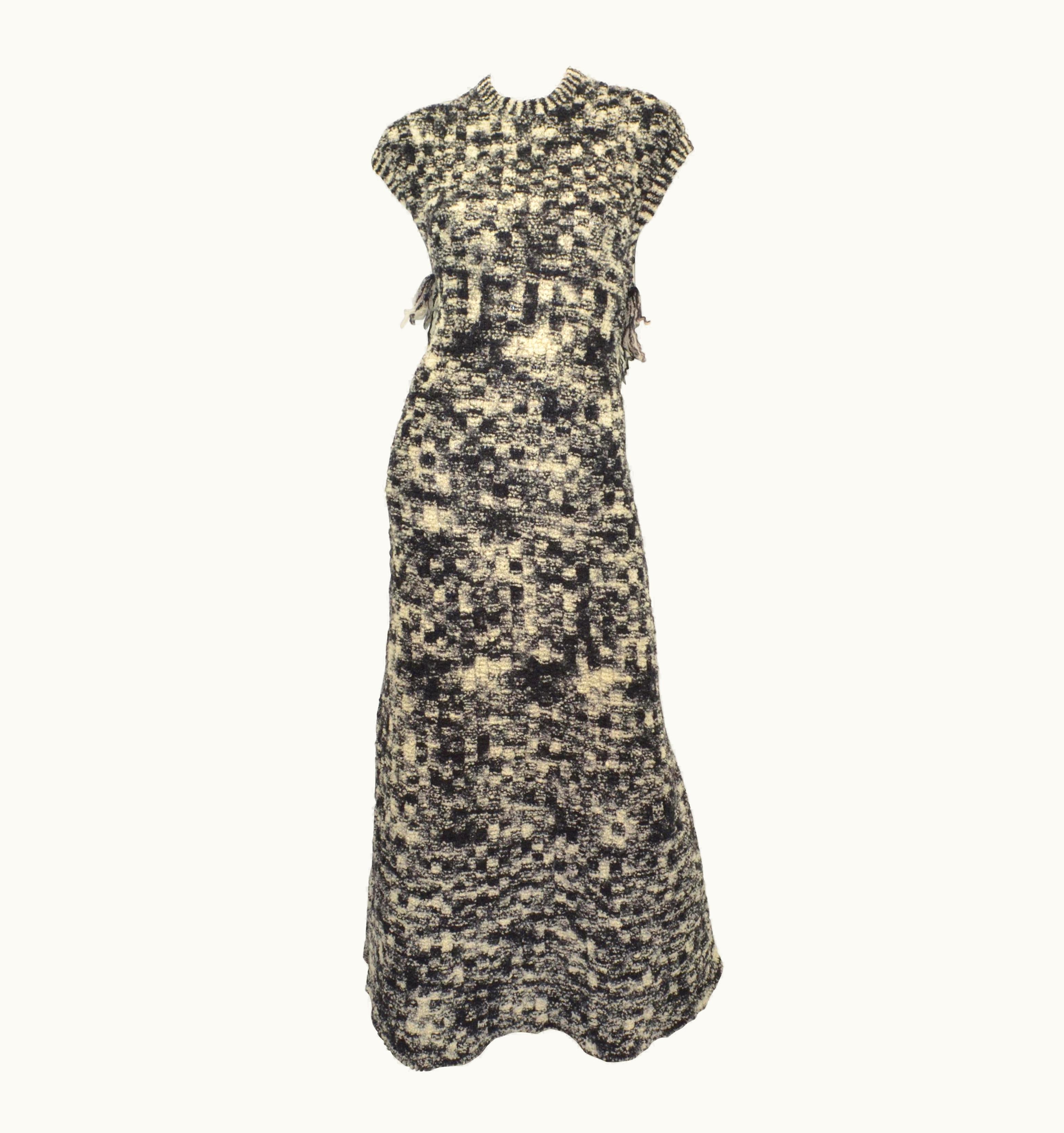 Chanel Chanel 2011 Fall/Winter Collection Black & White Boucle Knit Maxi Gown