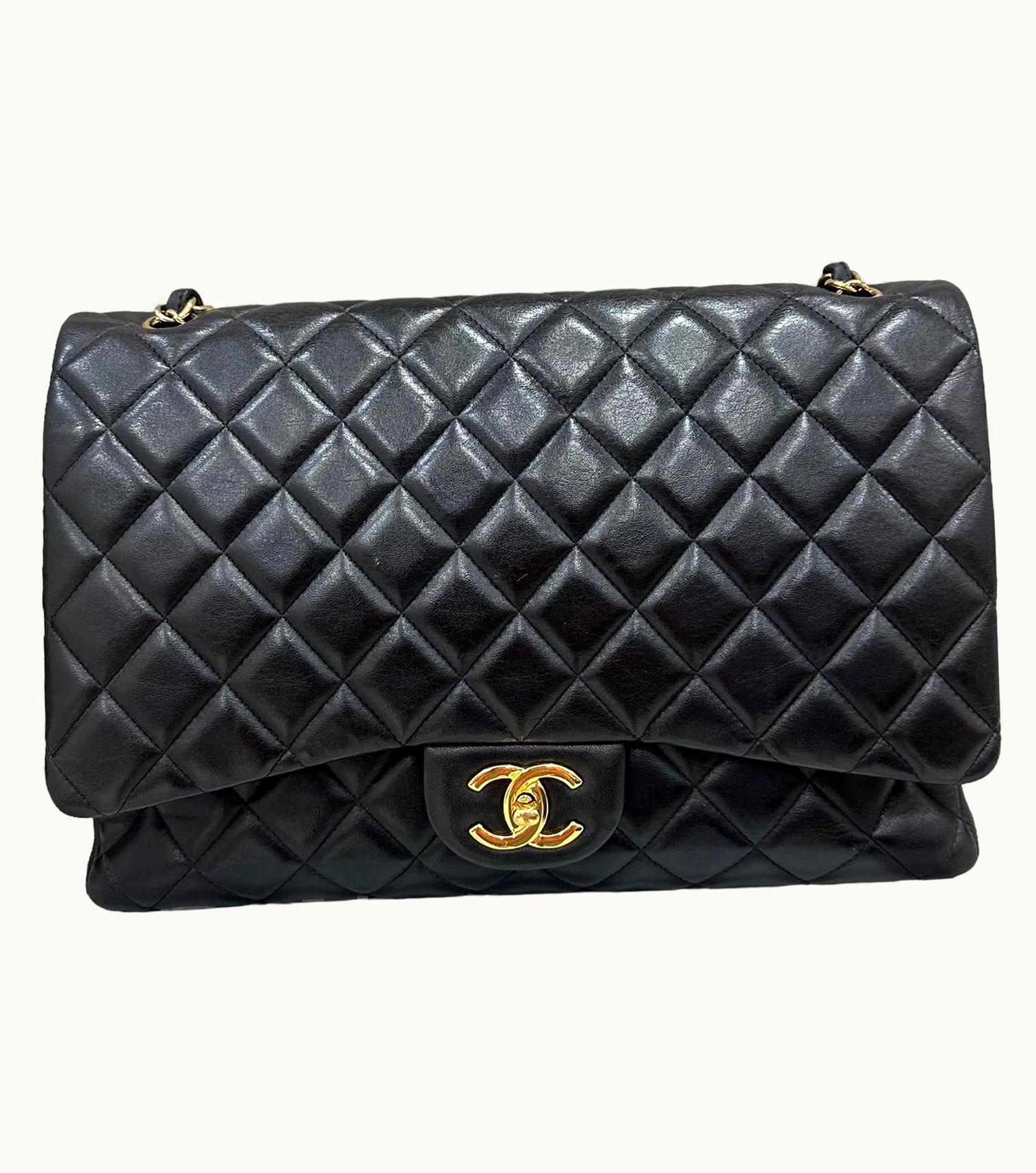 Chanel 2011 Chanel Timeless Maxi Jumbo Black Leather Top Shoulder Bag