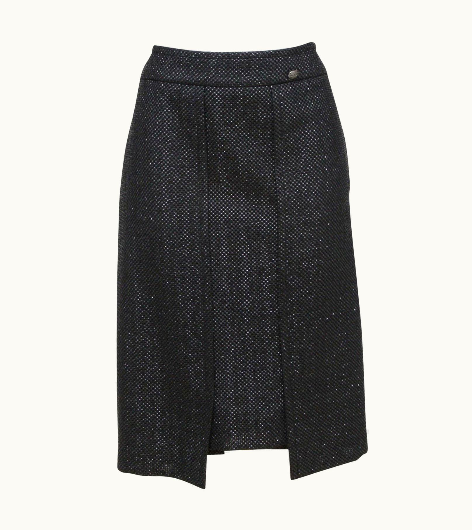 Chanel Chanel Black Skirt Tweed Runway Iridescent Classic Cruise