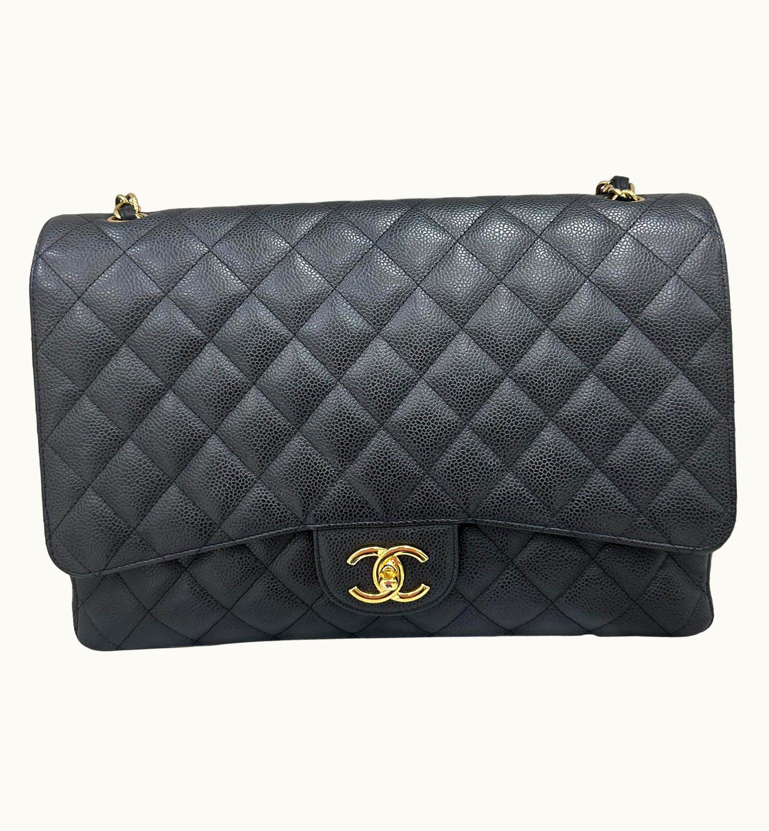 Chanel 2011 Chanel Timeless Maxi Jumbo Black Caviar Leather Top Shoulder Bag