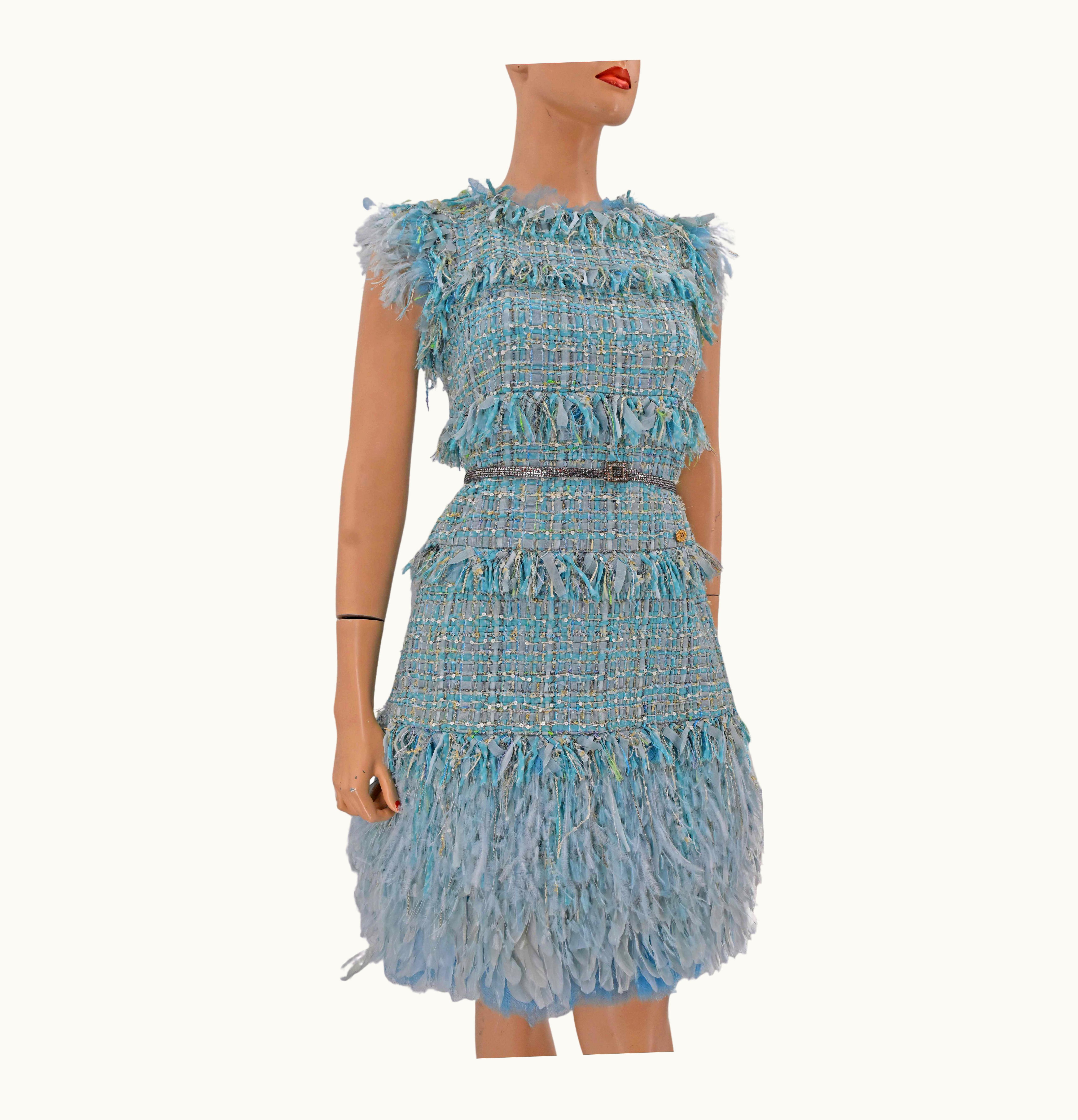 Chanel Chanel Tweed Jeweled Runway Fringe Dress With Belt Nwt $14, 310 11p Spring 2011 UZ0594504