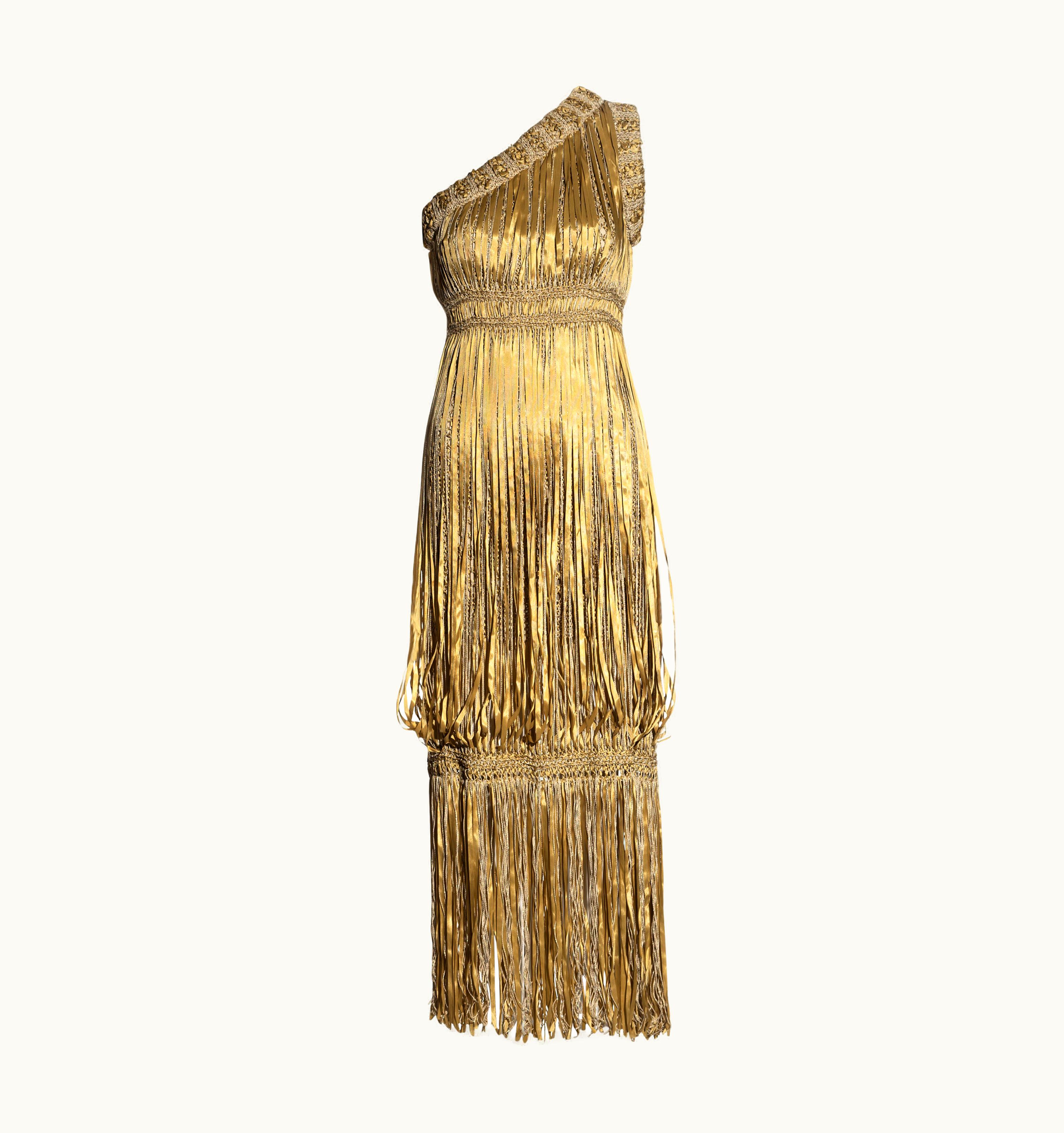 Chanel Chanel By Karl Lagerfeld Straw Crochet And Ribbon One-shoulder Dress, S/S 2011