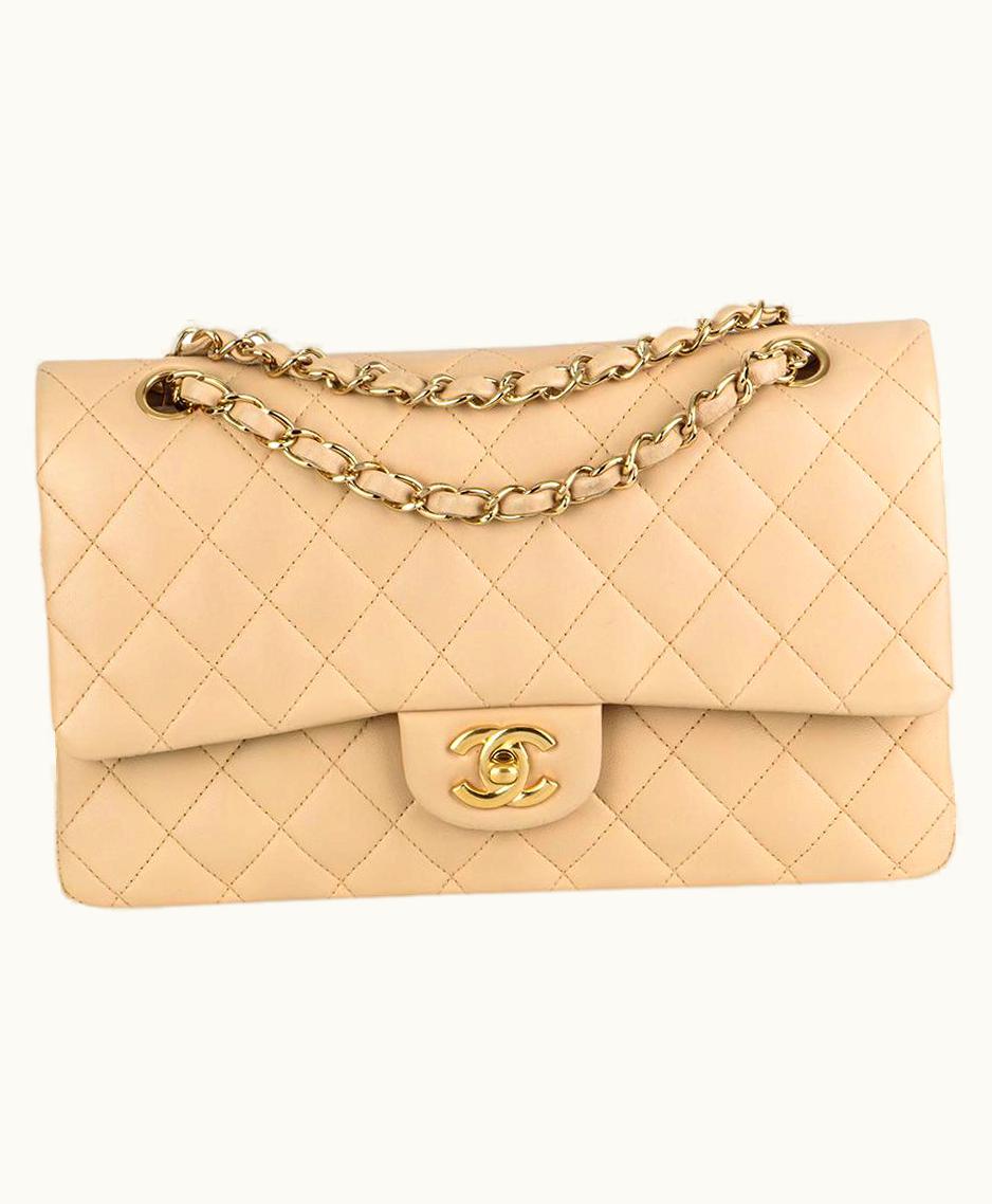 Chanel Chanel Beige Lambskin Medium Timeless Double Flap Bag