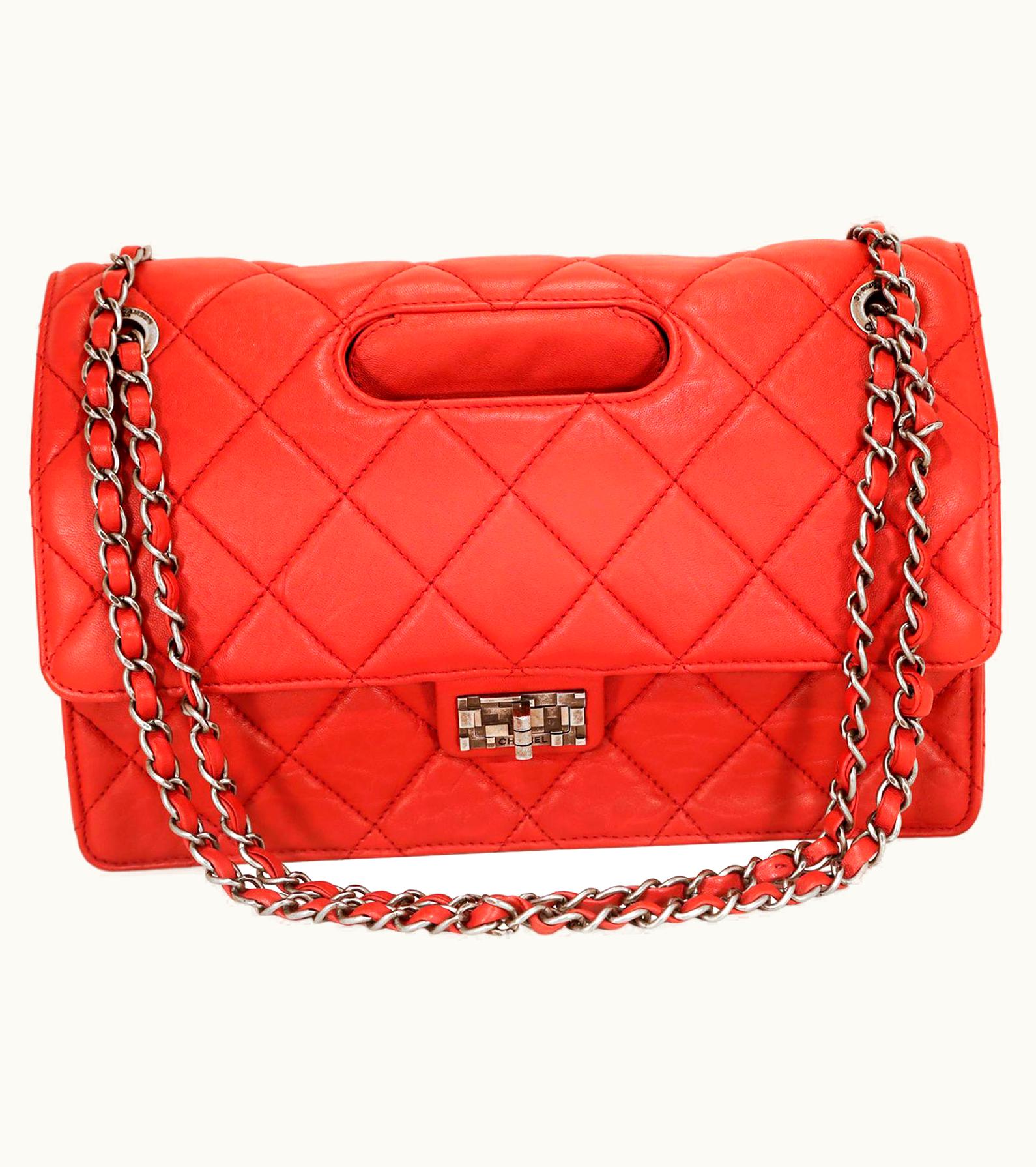 Chanel Chanel Red Lambskin Paris Byzance Takeaway Flap Bag
