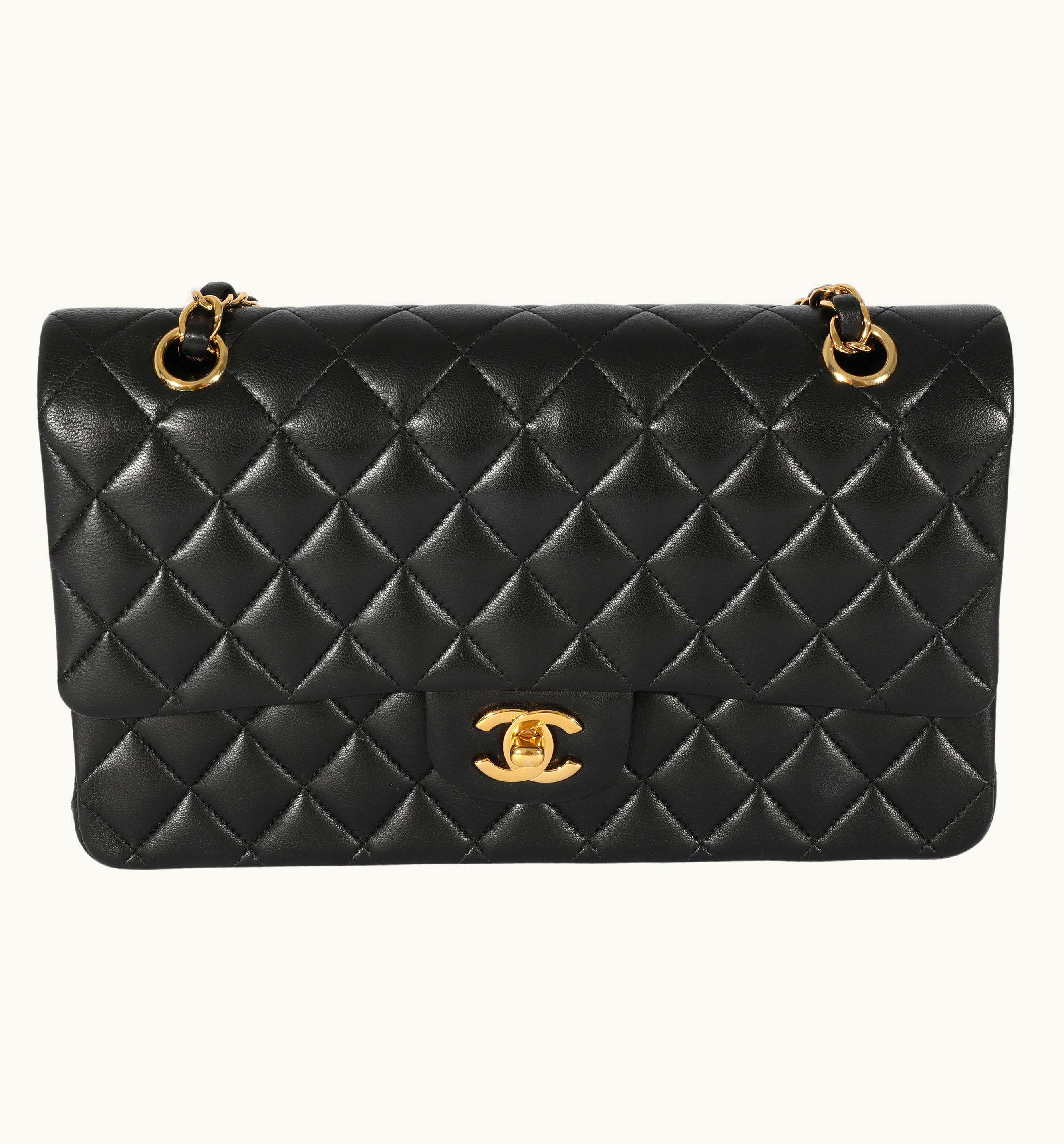Chanel Chanel Black Quilted Lambskin Medium Classic Double Flap