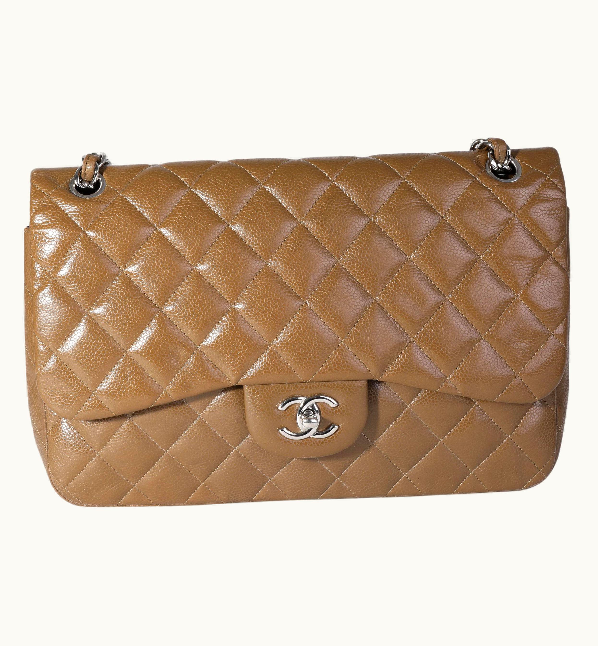 Chanel Chanel Tan Caviar Quilted Jumbo Classic Double Flap Bag