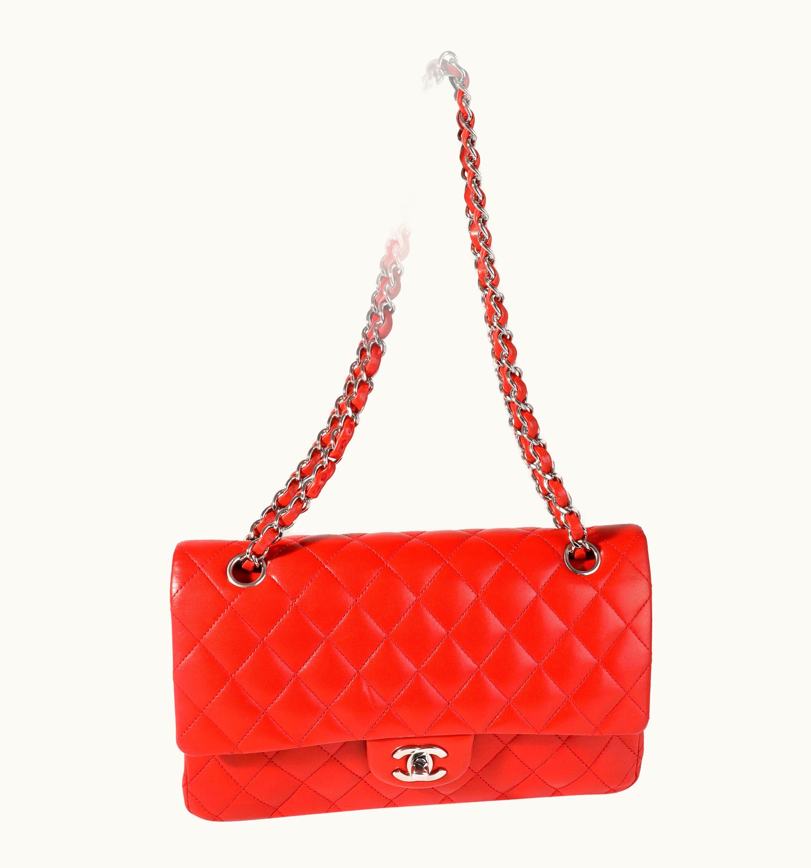 Chanel Chanel Red Quilted Lambskin Medium Classic Double Flap Bag UZ0594532