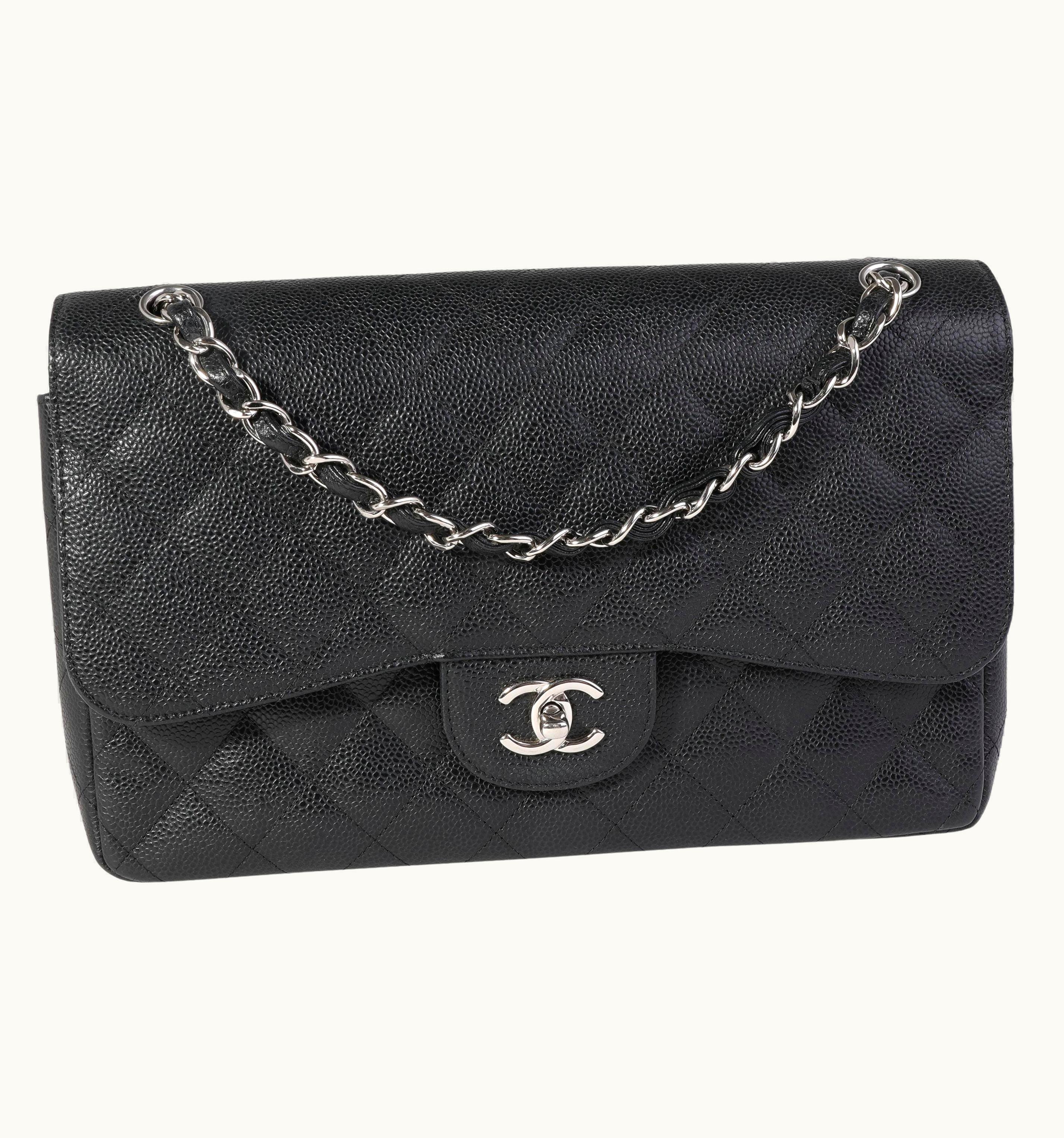 Chanel Chanel Black Quilted Caviar Jumbo Classic Double Flap Bag UZ0594533