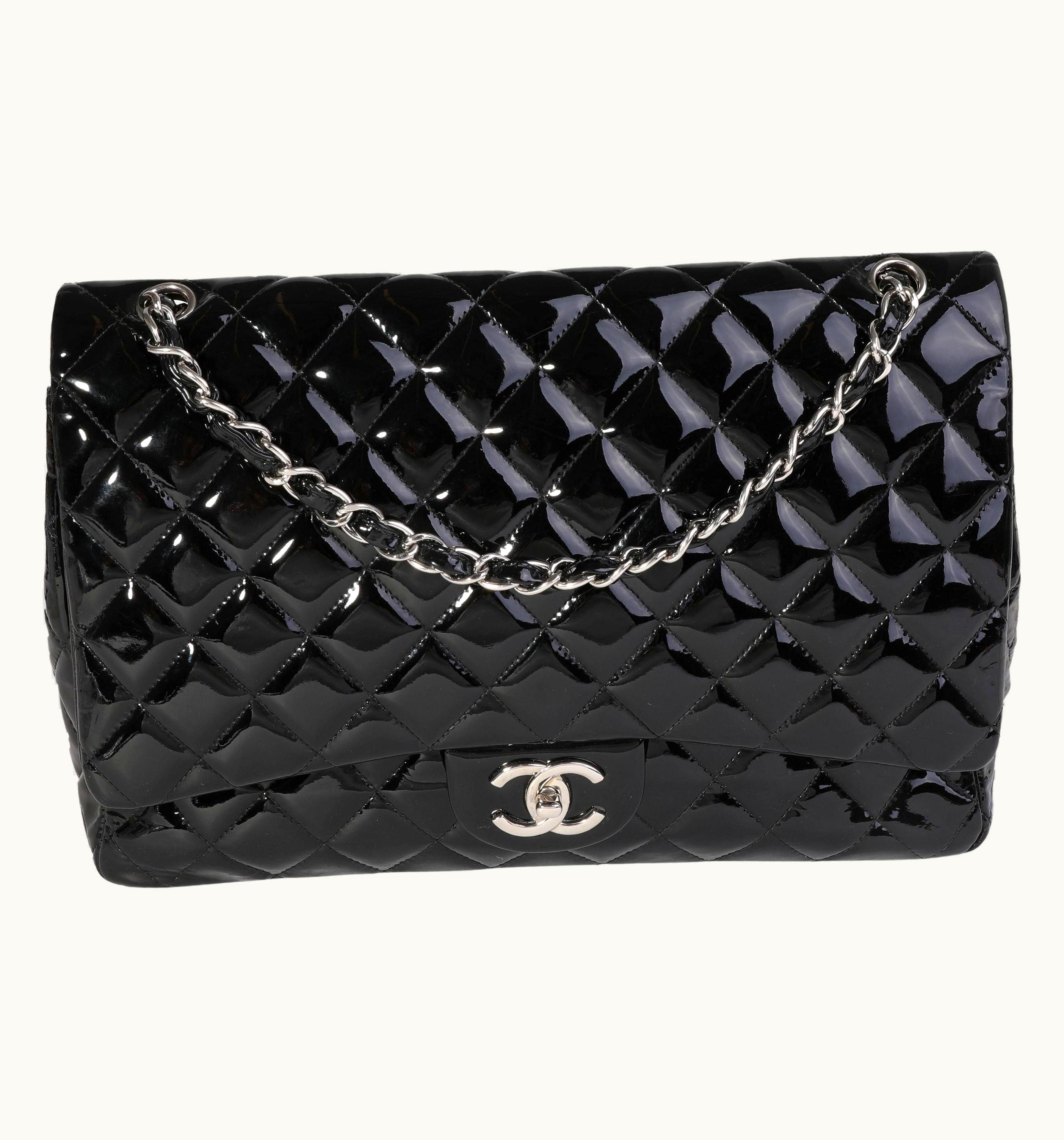 Chanel Chanel Black Quilted Patent Leather Maxi Classic Double Flap Bag UZ0594541