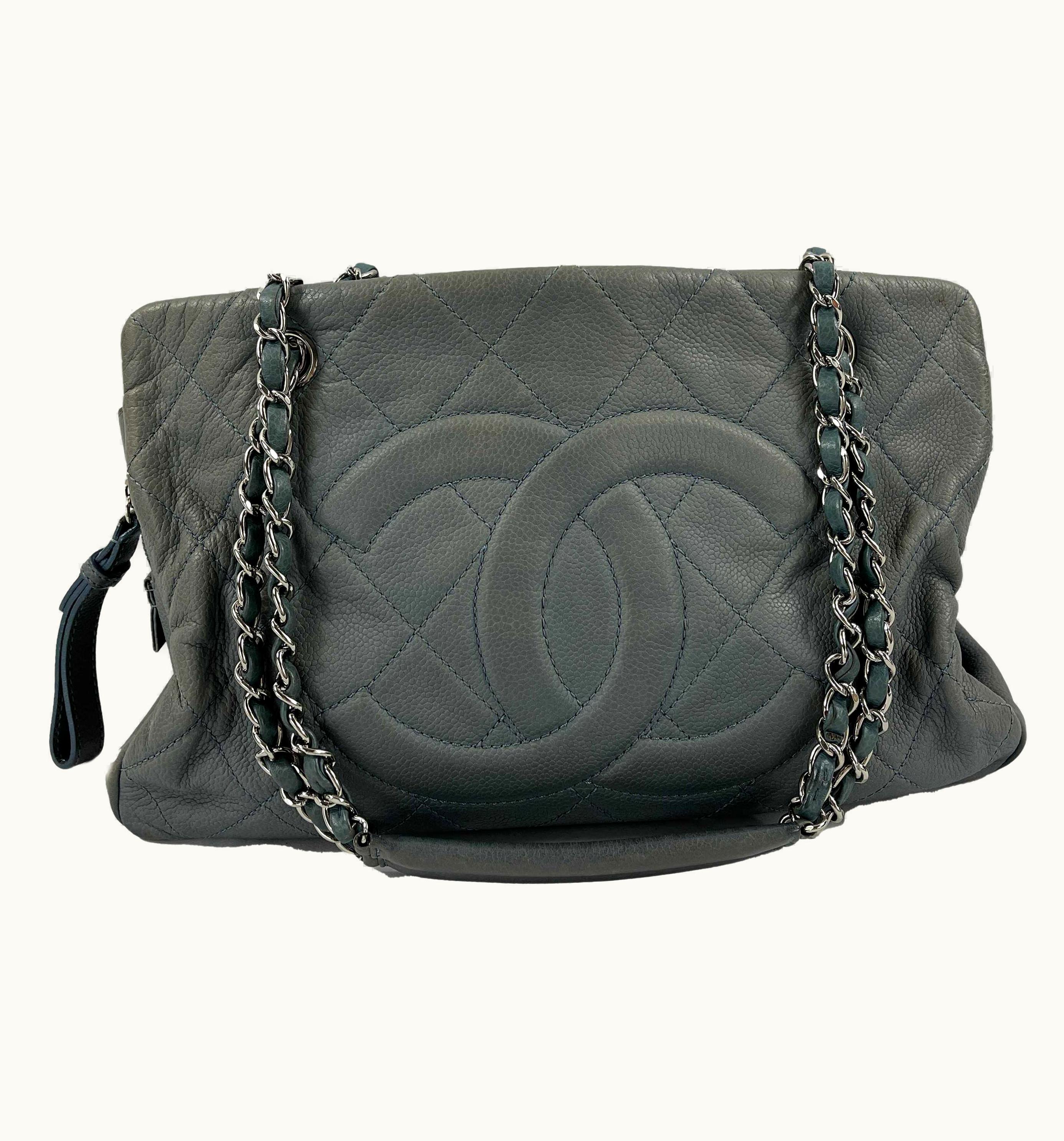 Chanel Chanel Seafoam S/S Silver Cc Caviar Medium Leather Shopping Tote S/S Shoulder Bag