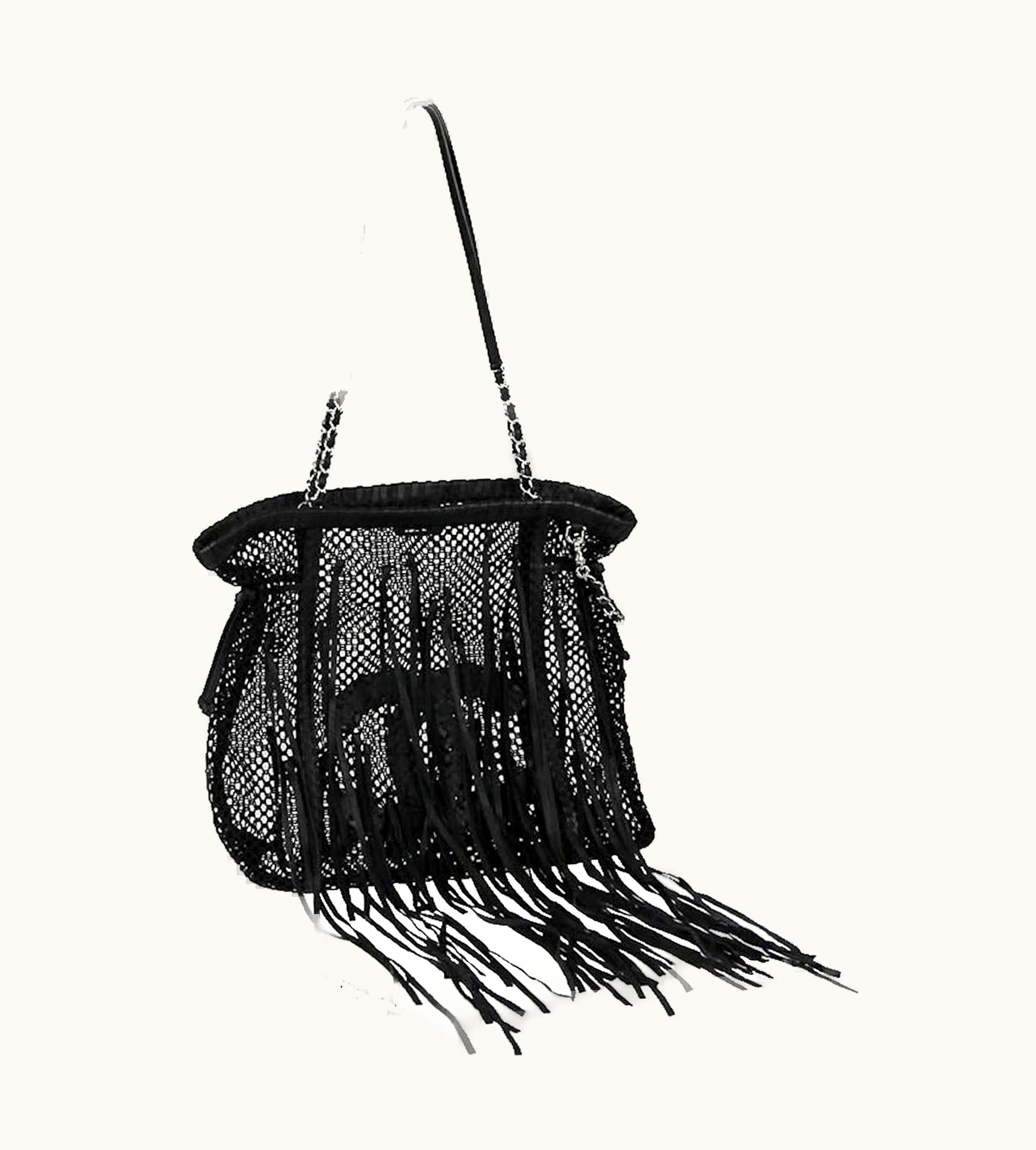 Chanel Chanel Limited Edition Resort Fringe Mesh Black Leather Large Tote Rare Soldout UZ0594547