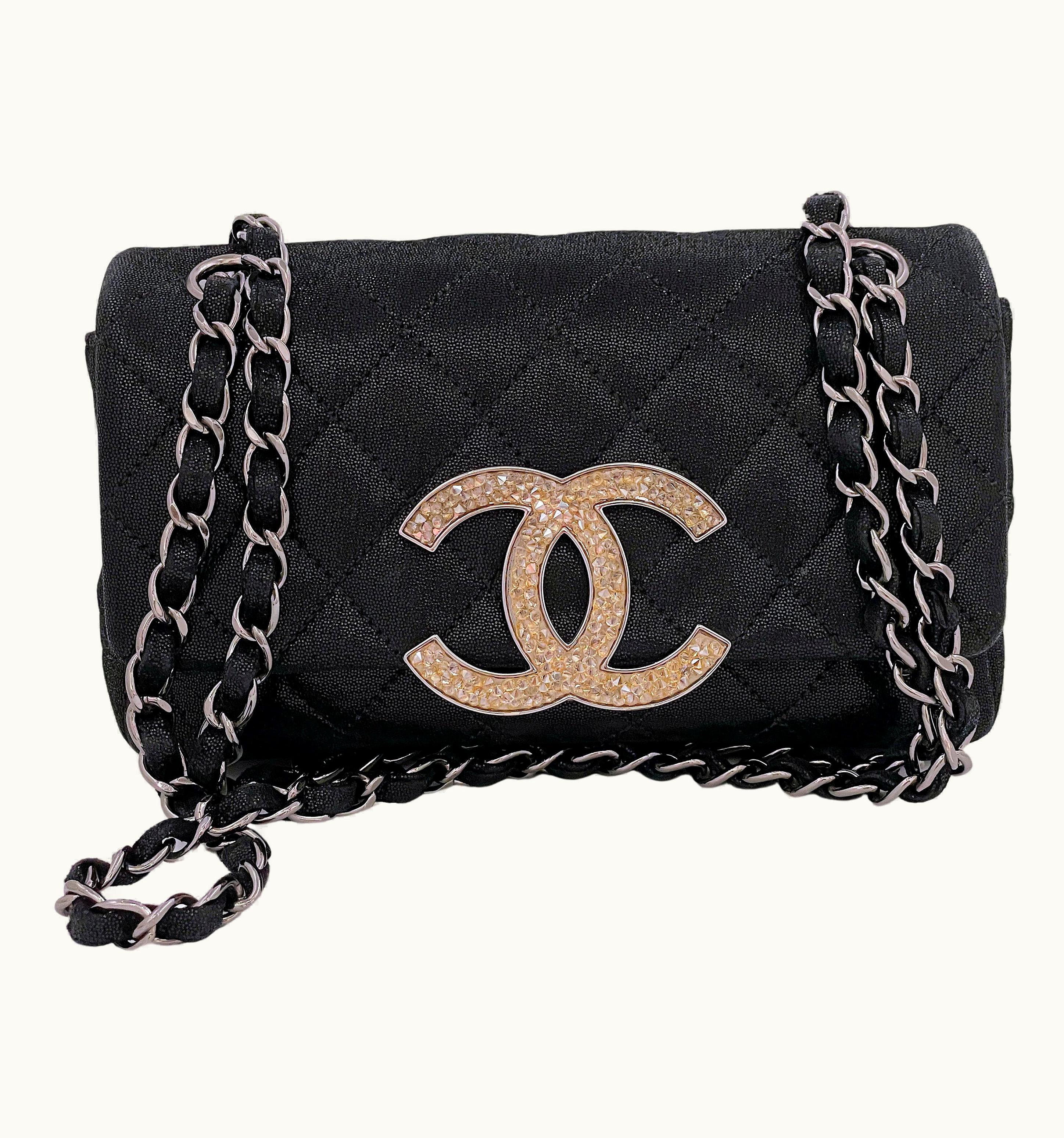 Chanel Chanel Limited 11a Black Champagne Crystals Rectangular Mini Flap Bag Rhw