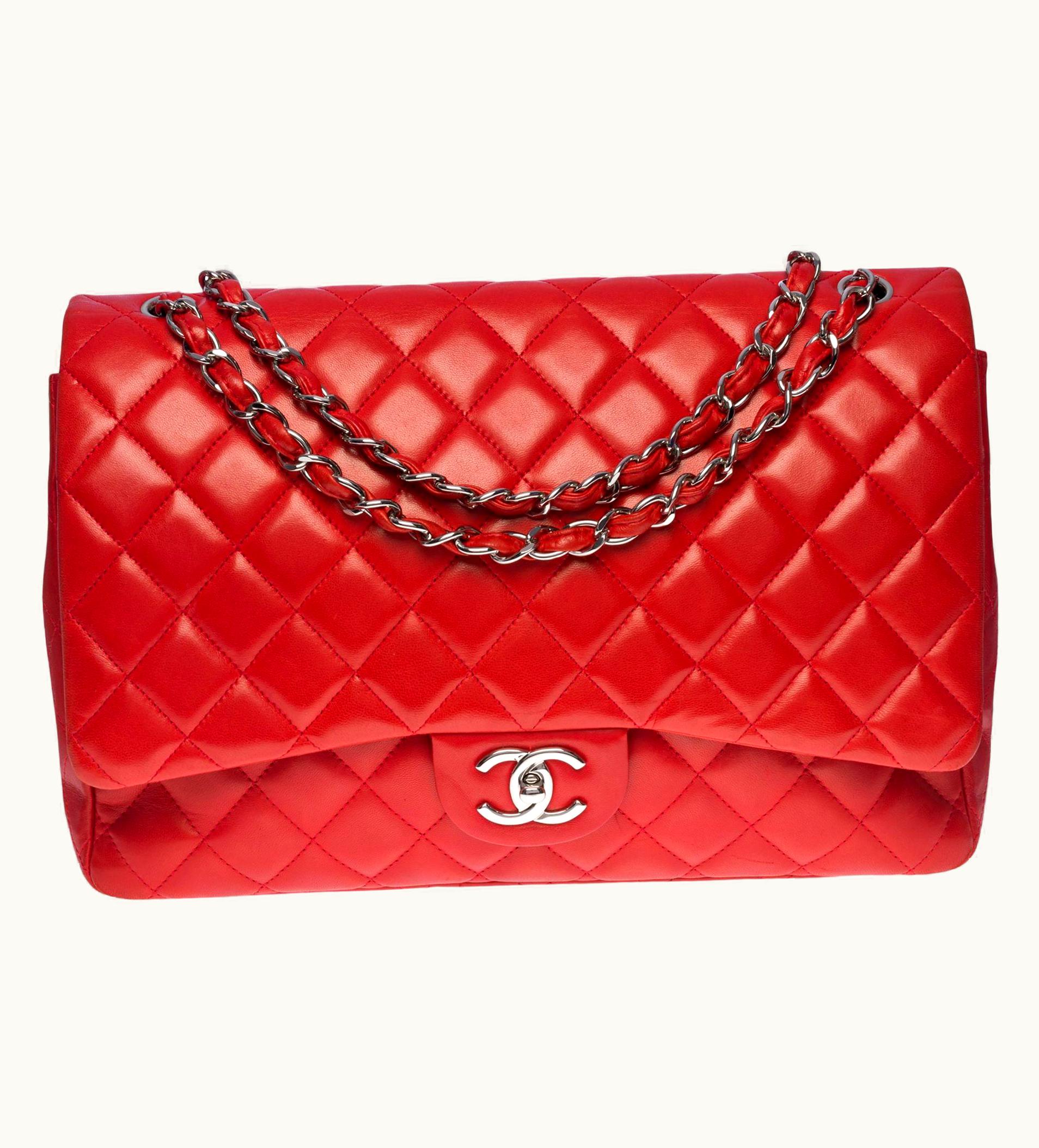 Chanel Chanel Timeless Maxi Jumbo Single Flap Handbag In Black Quilted Patent Leather