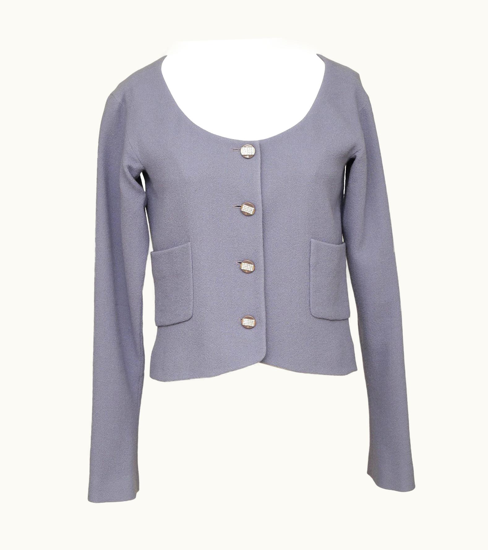 Chanel Chanel Purple Wool Jacket Coat Blazer Long Sleeve Crystal Buttons 38 Runway 2012